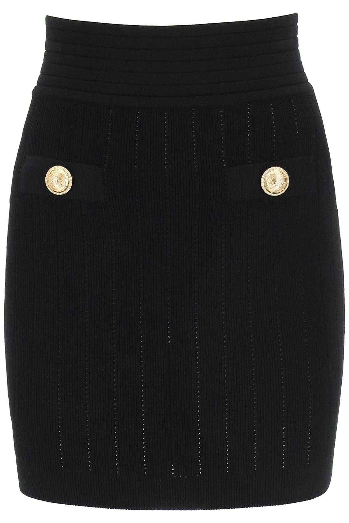 KNIT MINI SKIRT WITH GOLDEN BUTTONS - 1