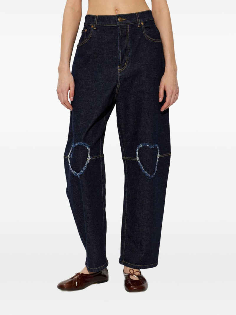heart-cut-out frayed jeans 3