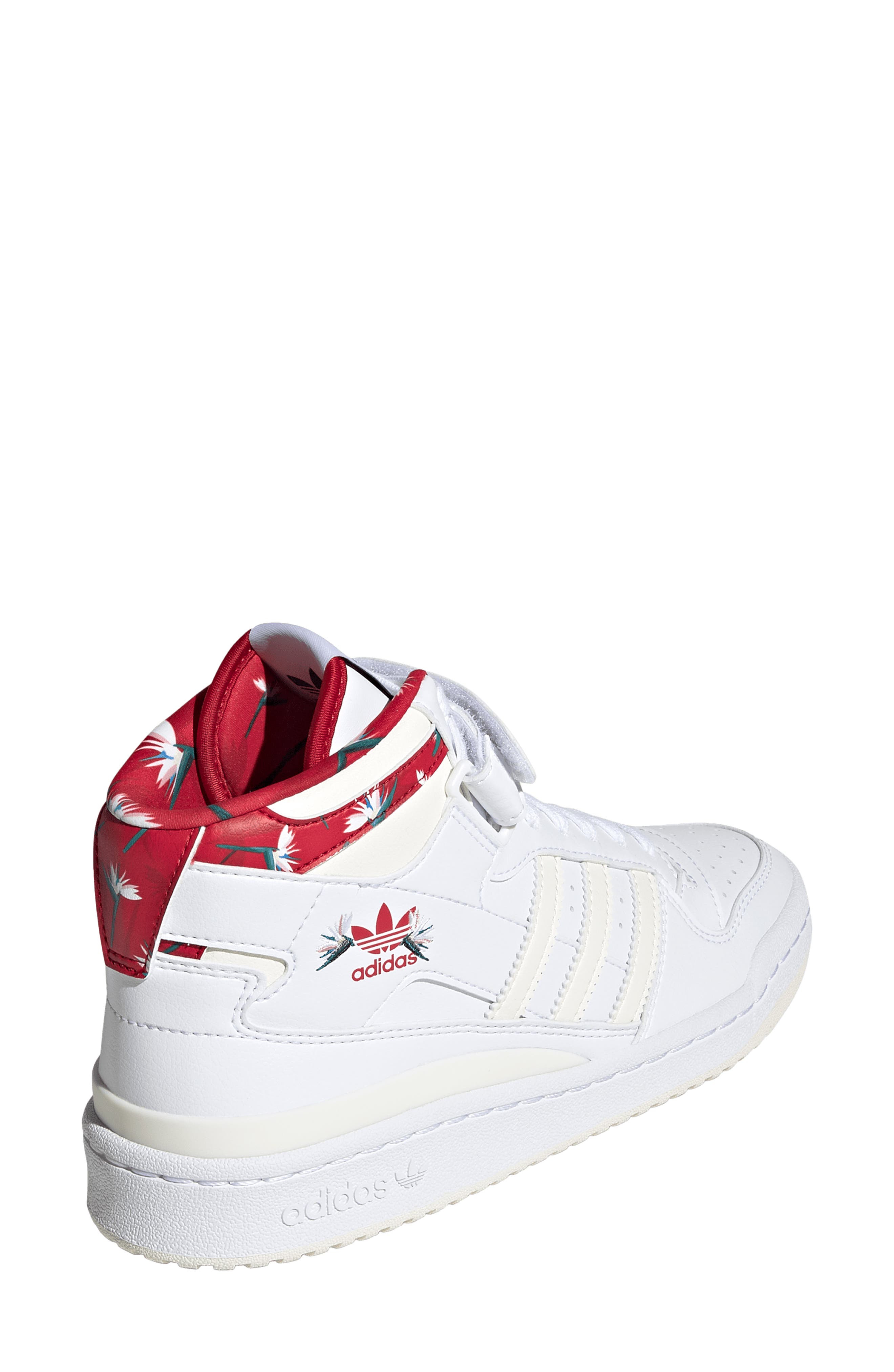 adidas x Thebe Magugu Forum Mid Basketball Shoe in White/Off White/Power Red at Nordstrom - 2