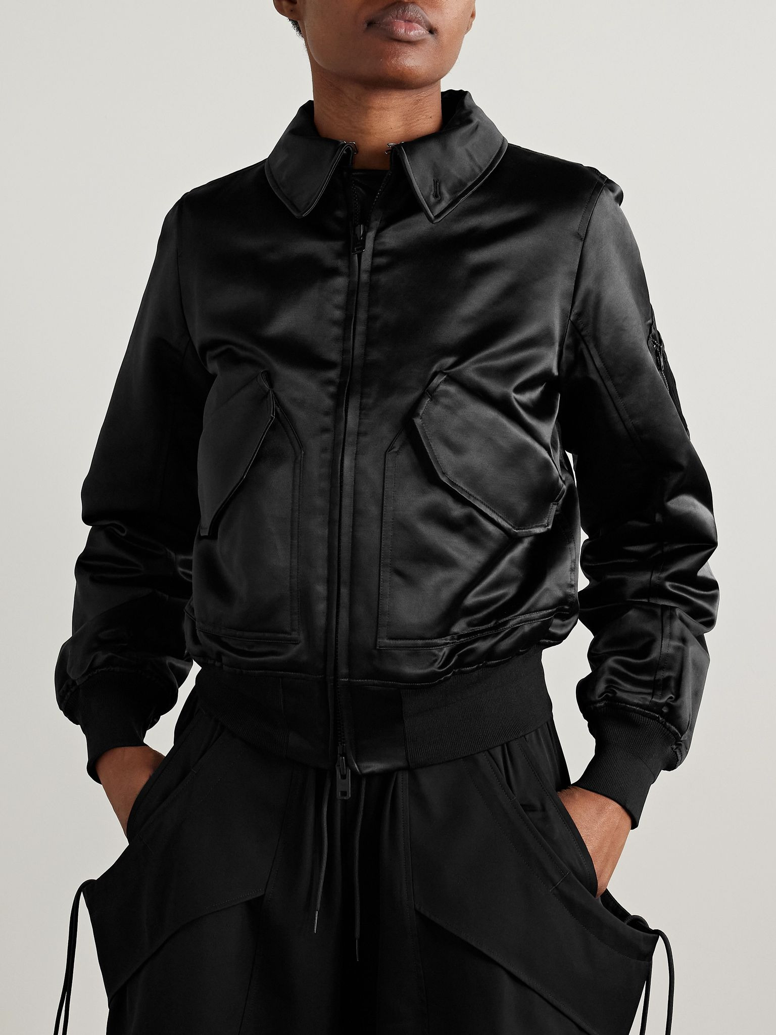 + Y-3 padded satin bomber jacket Black - 3