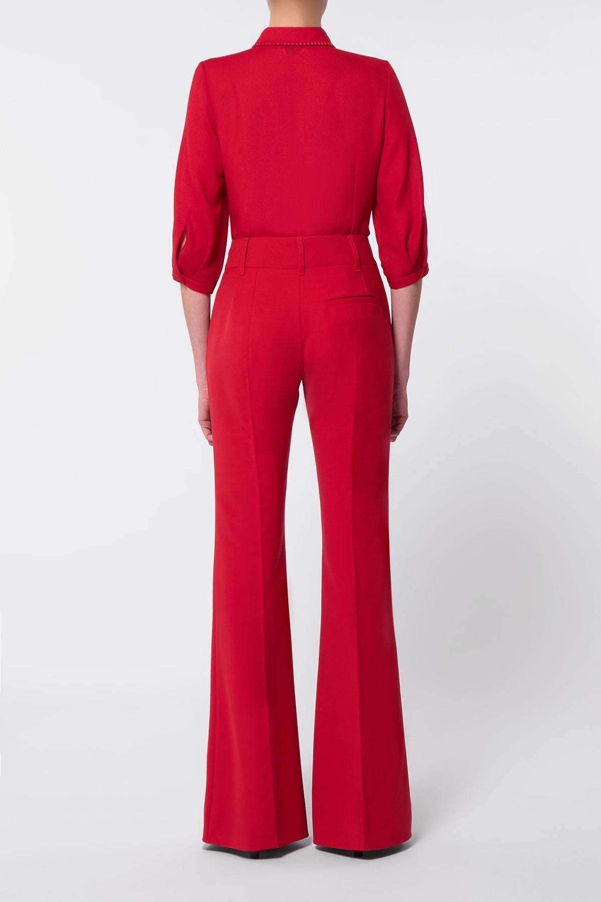 Hadley Blouse in Scarlet Red Virgin Wool - 4