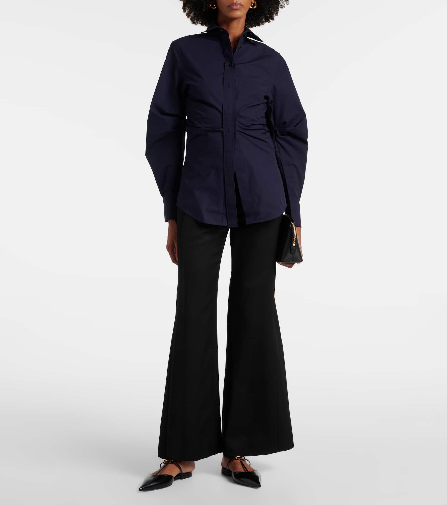 Gathered cotton-blend shirt - 2