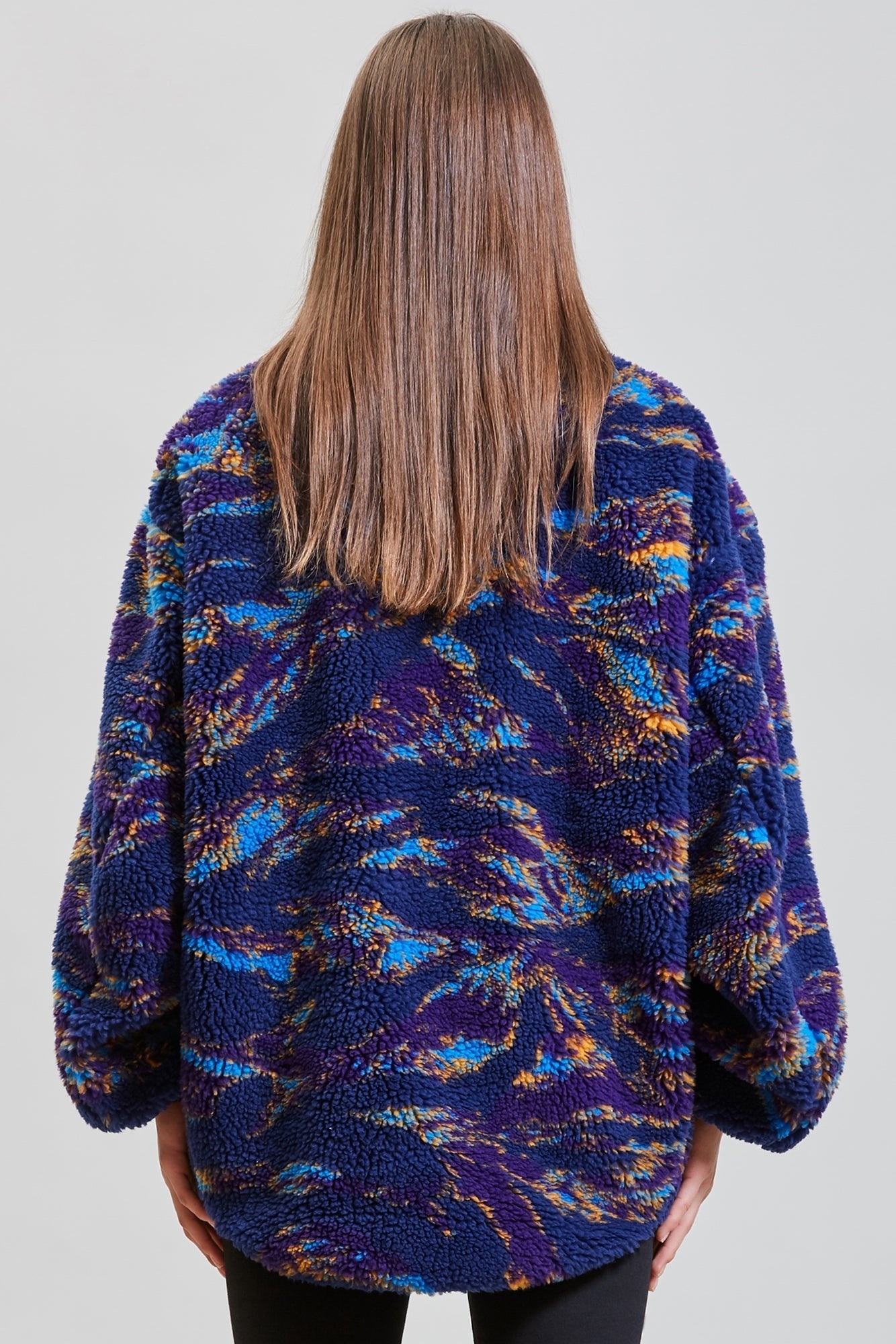 OVERSIZED ZIP-UP FLEECE JACKET - NAVY SWIRL | R13 - 6