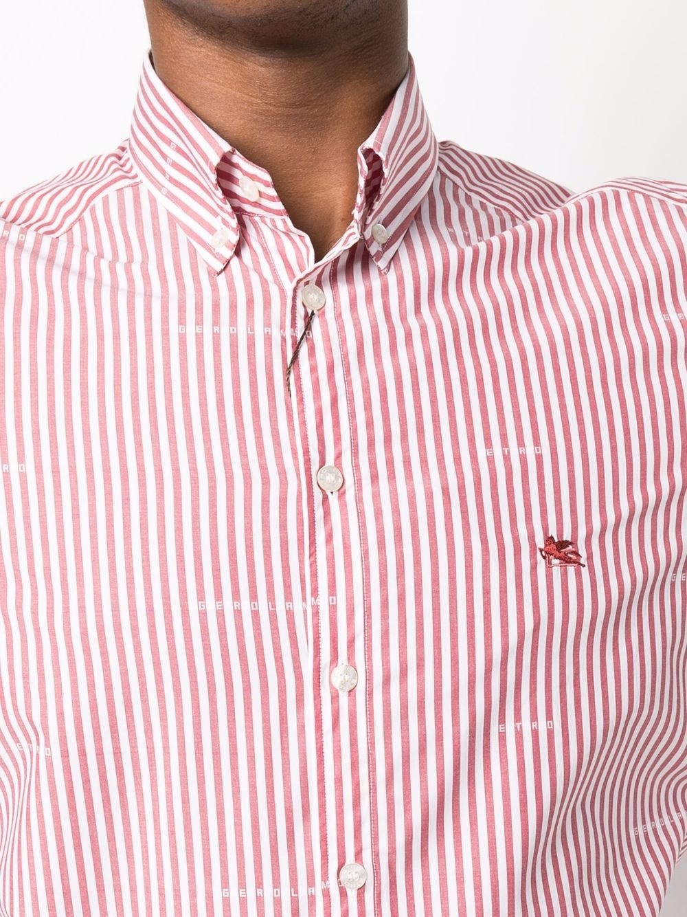 pinstripe embroidered logo shirt - 5