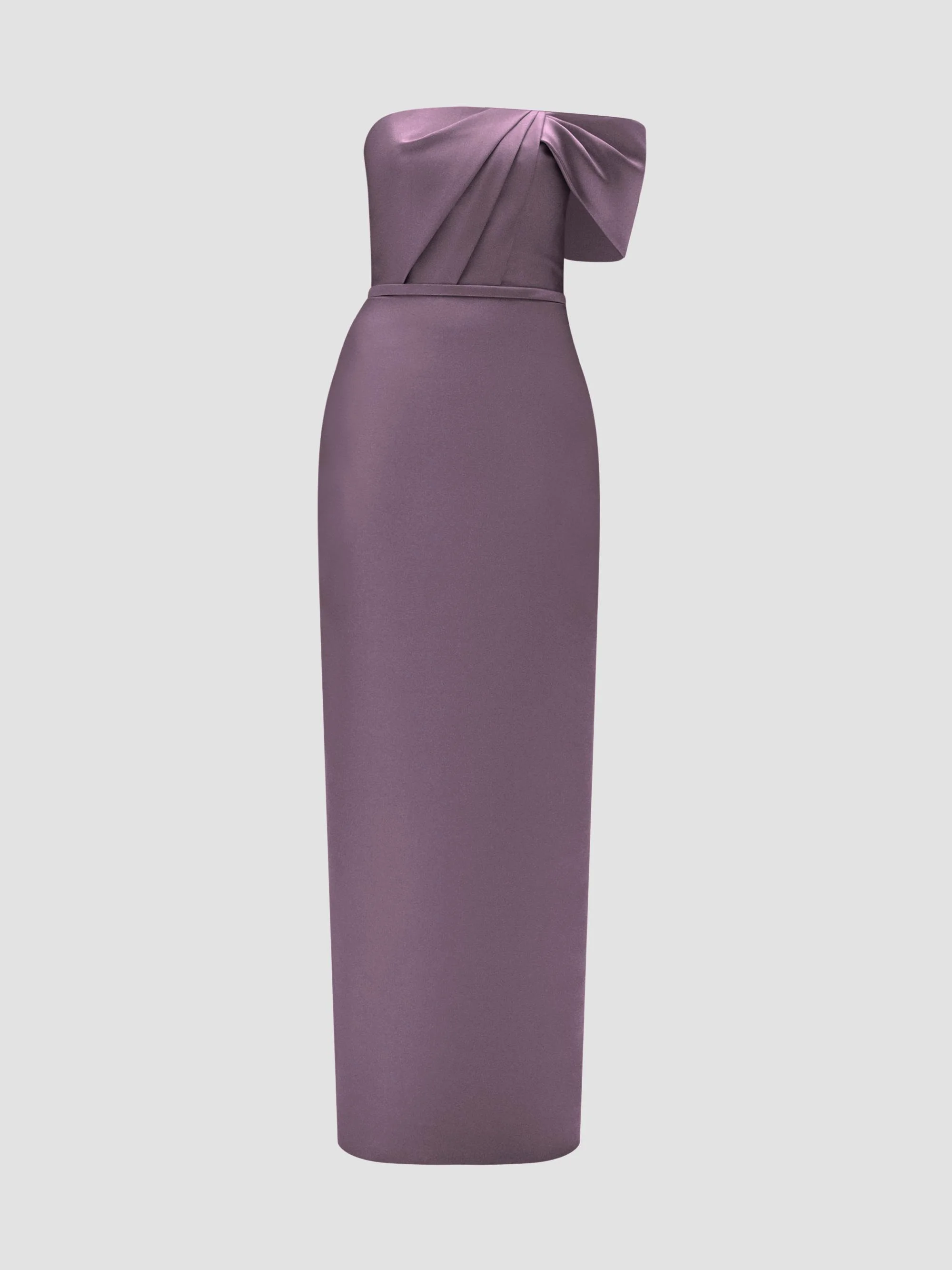 Women's Satin One-Shoulder Column Gown - Violet - 1