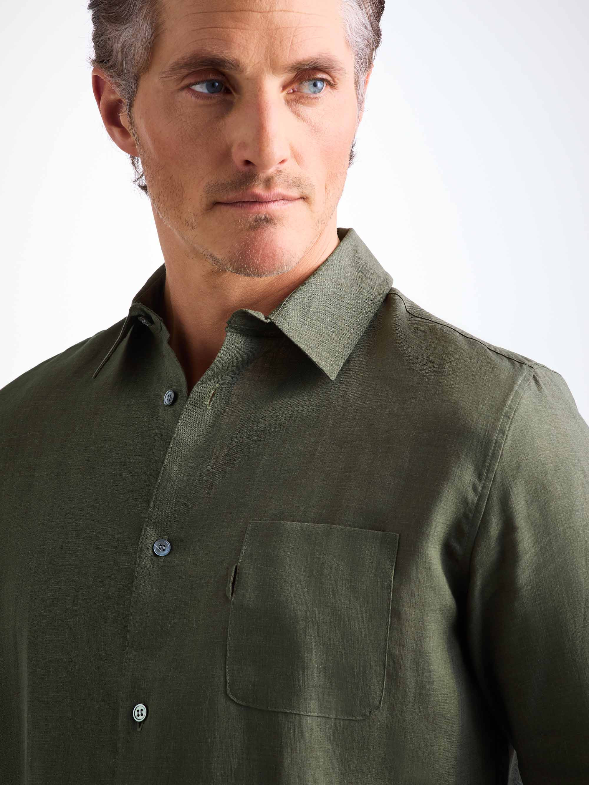 Men's Shirt Monaco Linen Khaki - 5