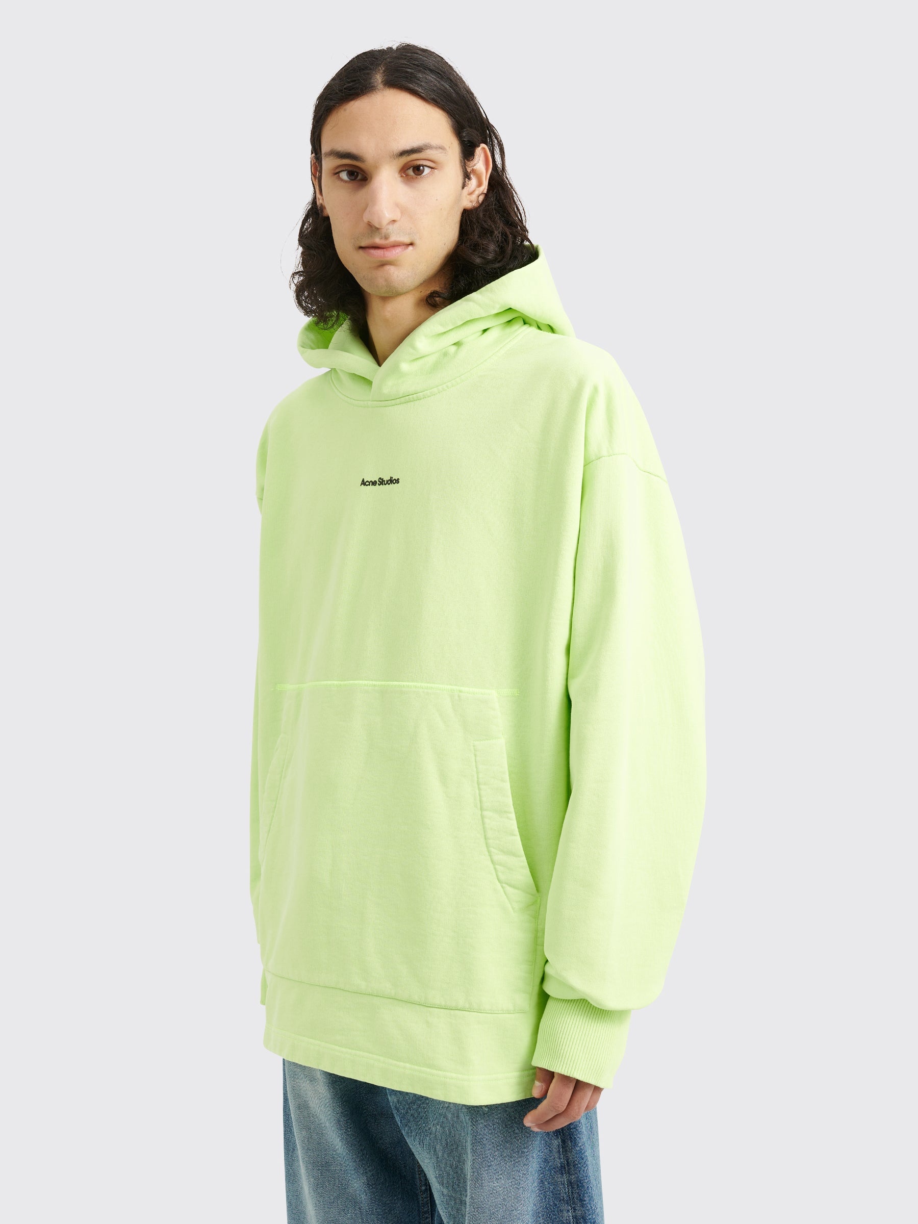 ACNE STUDIOS HOODED SWEATSHIRT FLUO GREEN - 2