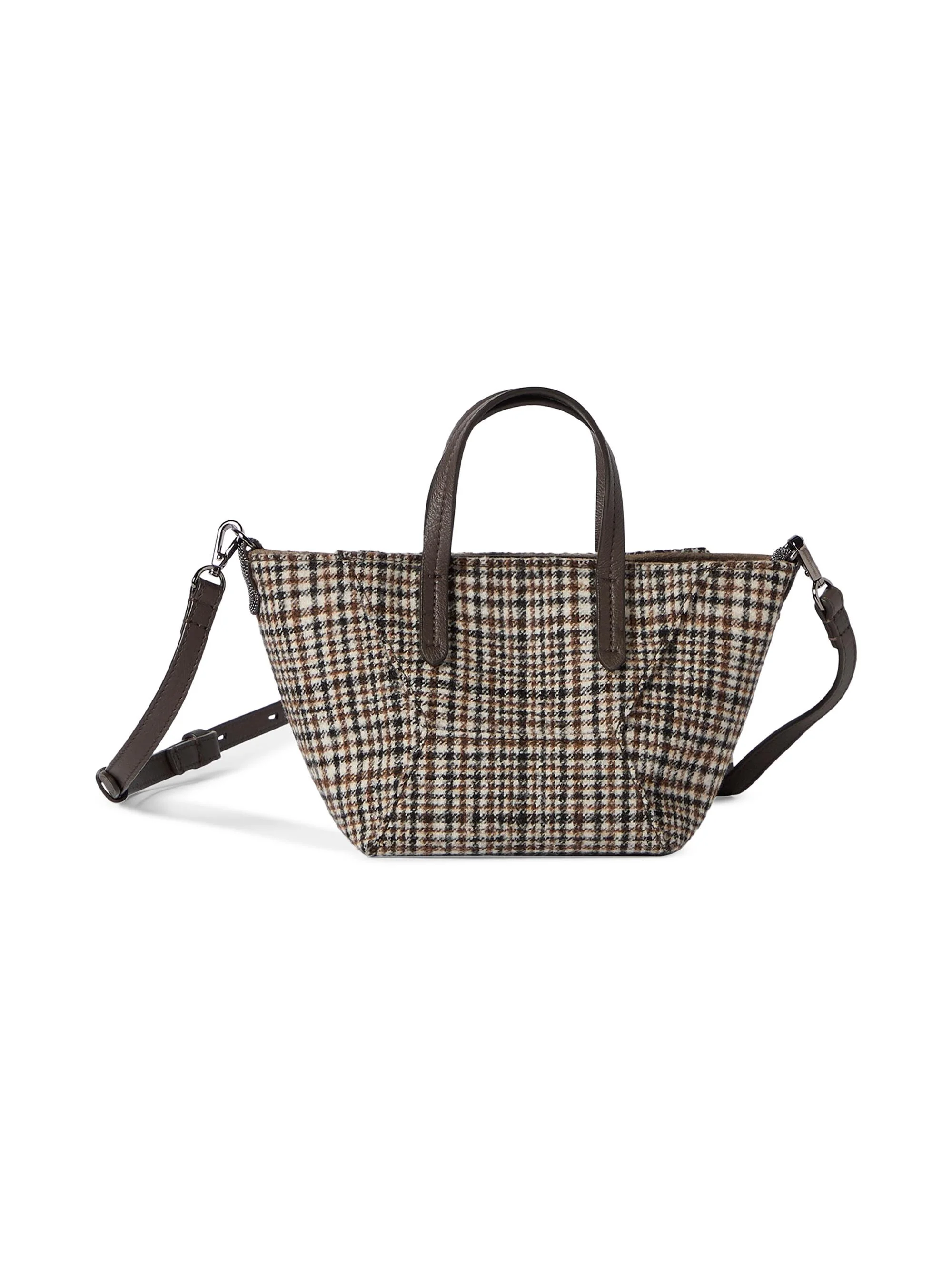 Women's Duo Mini Top Handle Bag in Water Resistant Alpaca and Wool - Brown - 1