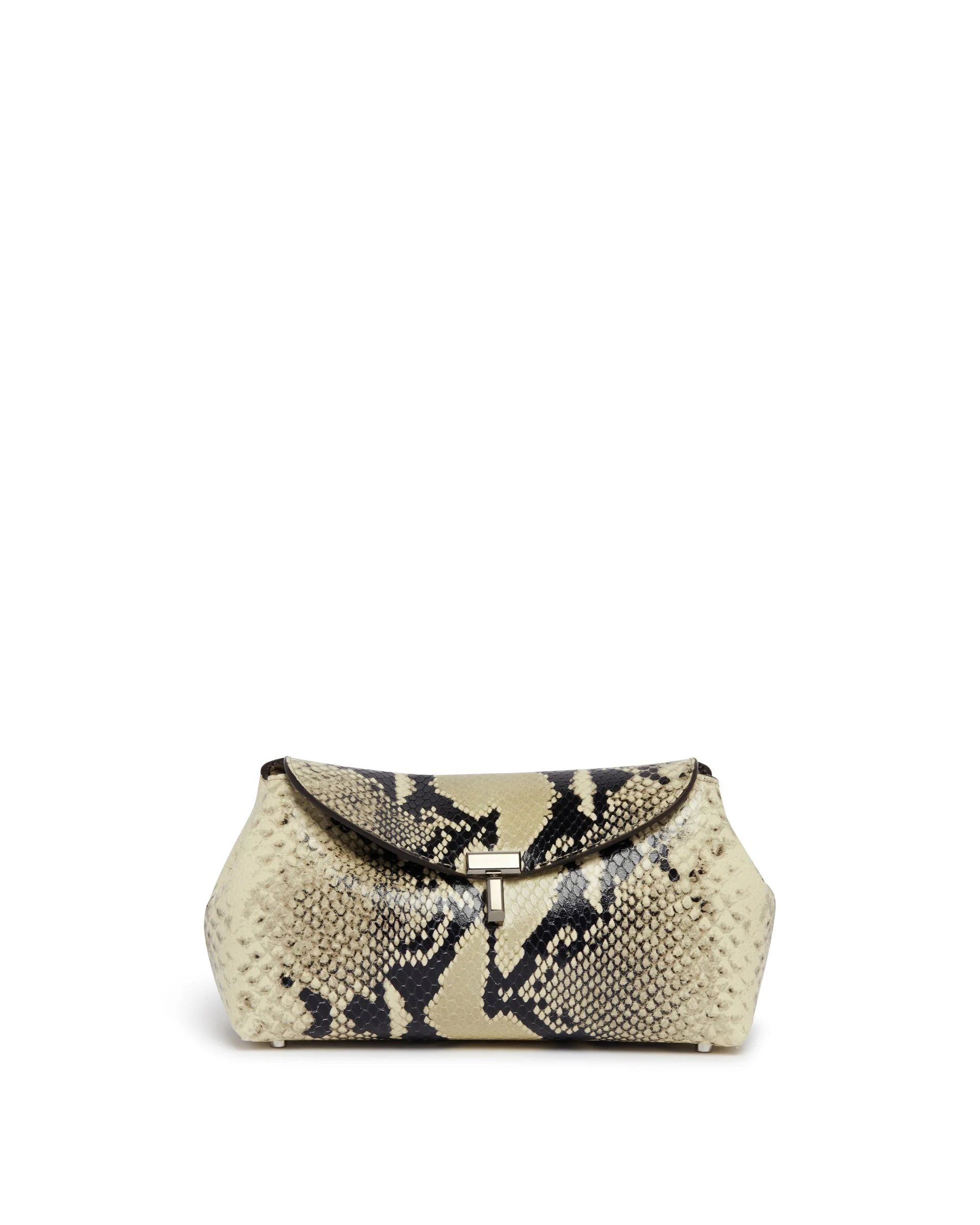 Python-Print Leather T-Lock Clutch - 1