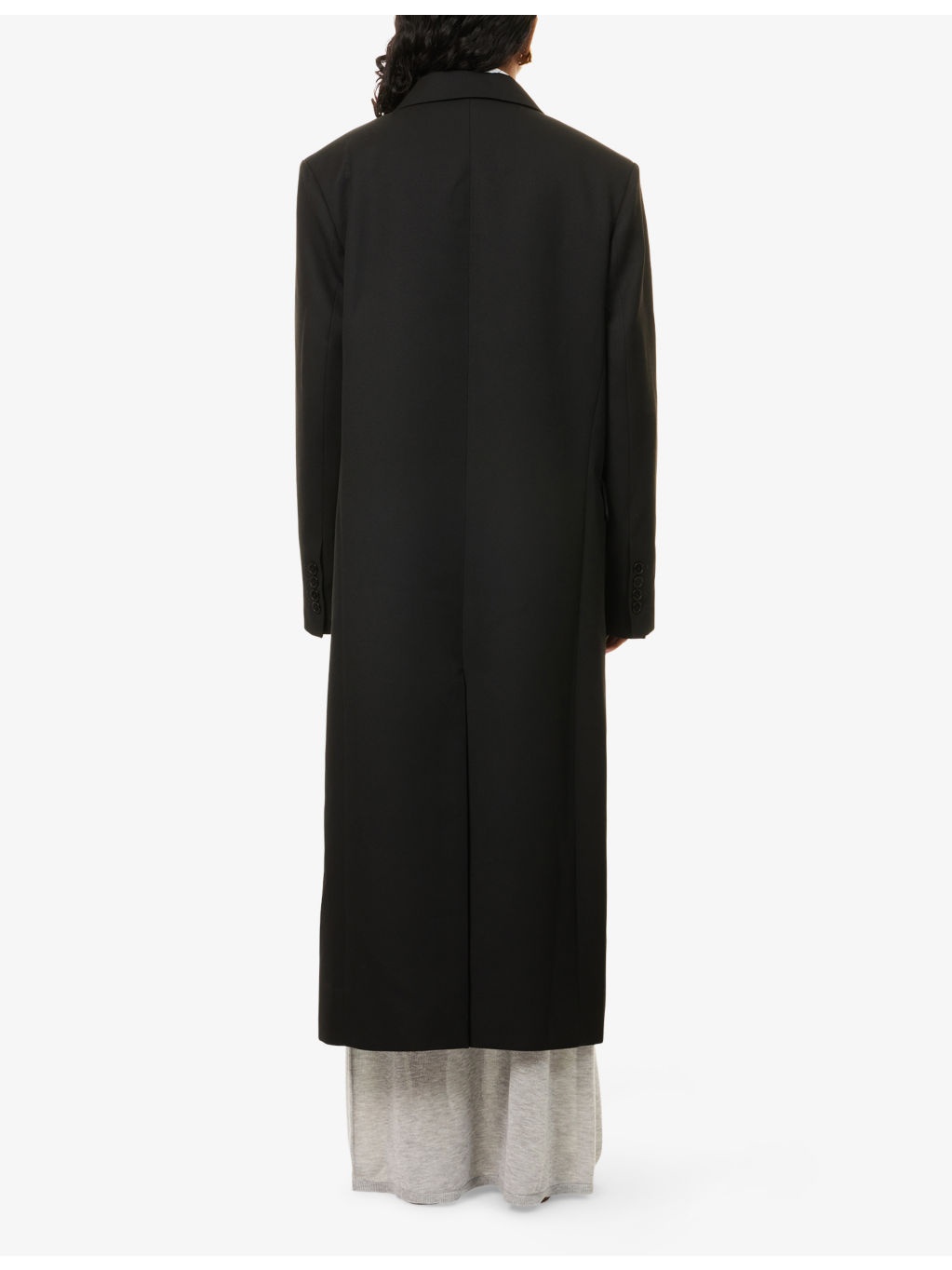 Jane Double-Breasted Woven Long Coat - 4
