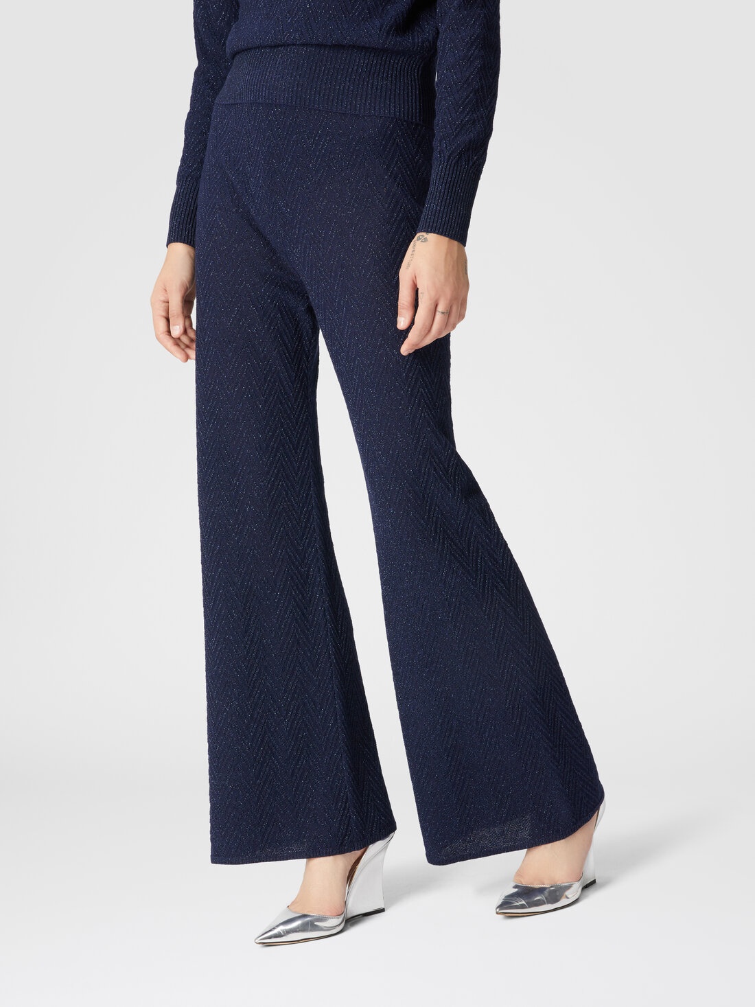 Straight-leg jacquard trousers - 4