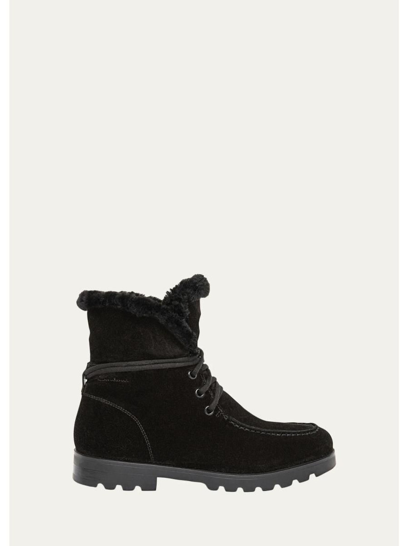 Shearling-Lined Suede Lace-Up Boots 1