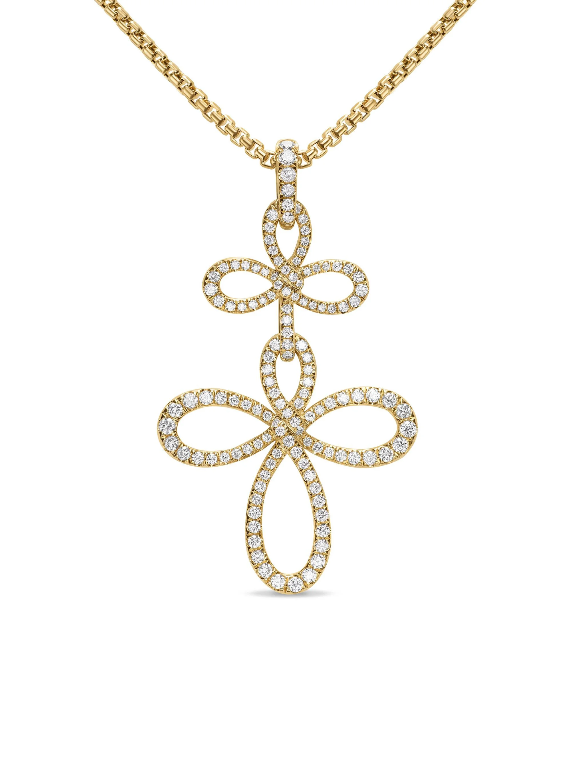 Women's Wisteria Pendant Necklace in 18K Yellow Gold with Diamonds, 38.2MM - Diamond - 1