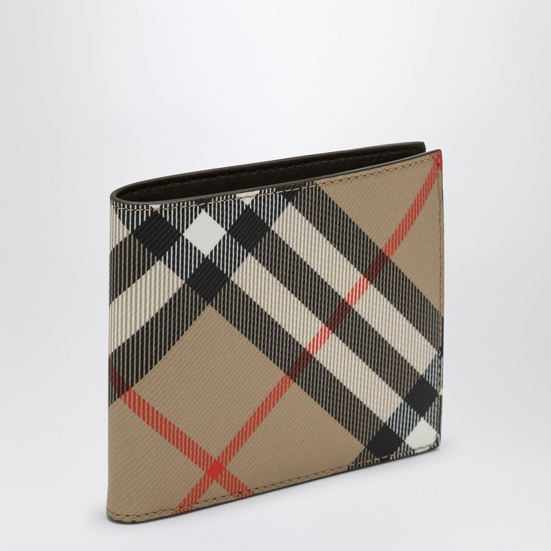 Check pattern beige folding wallet - 1