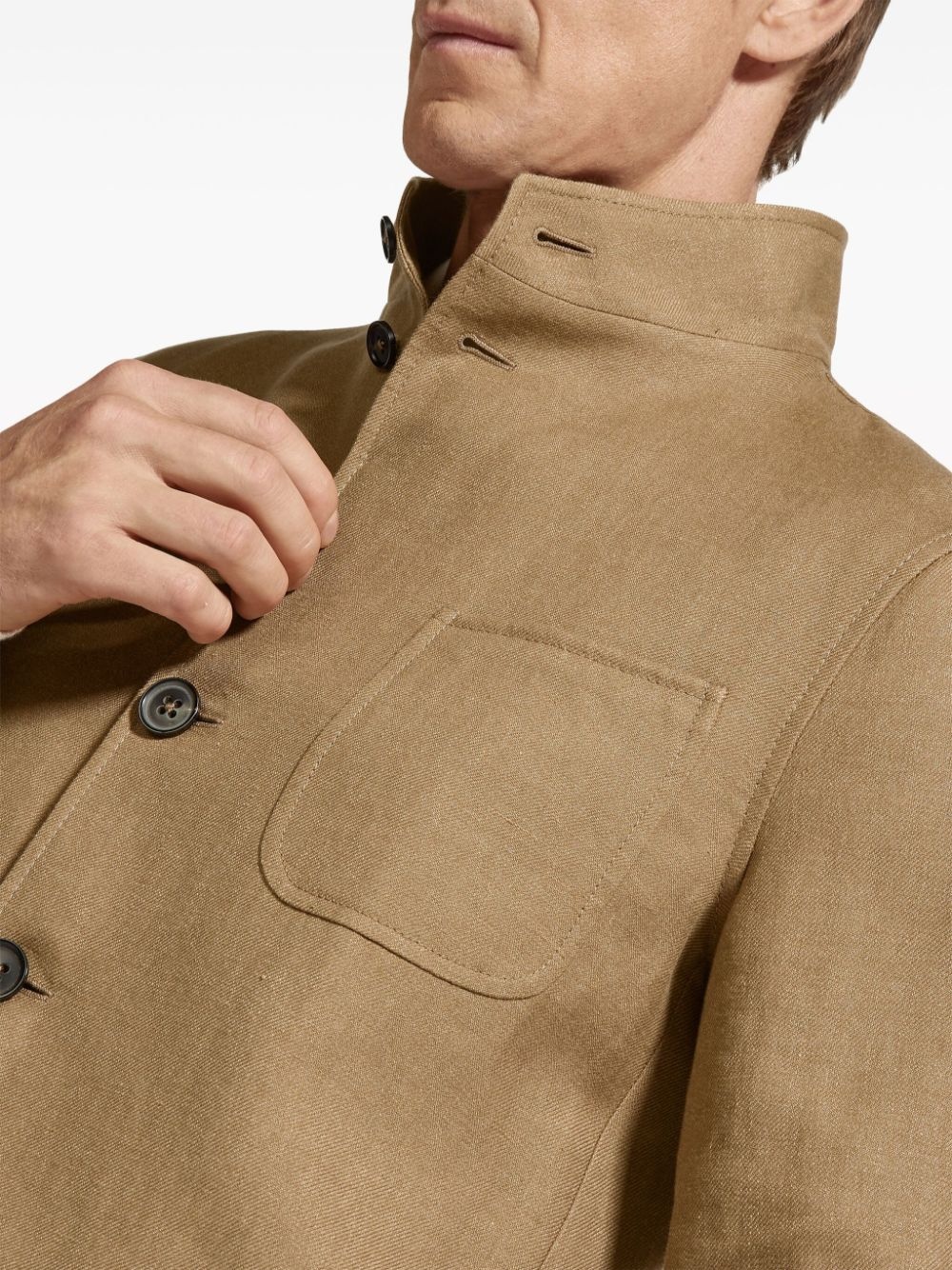tailored linen-wool chore jacket - 4