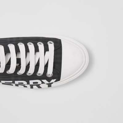 Burberry Logo Print Check Cotton Sneakers outlook