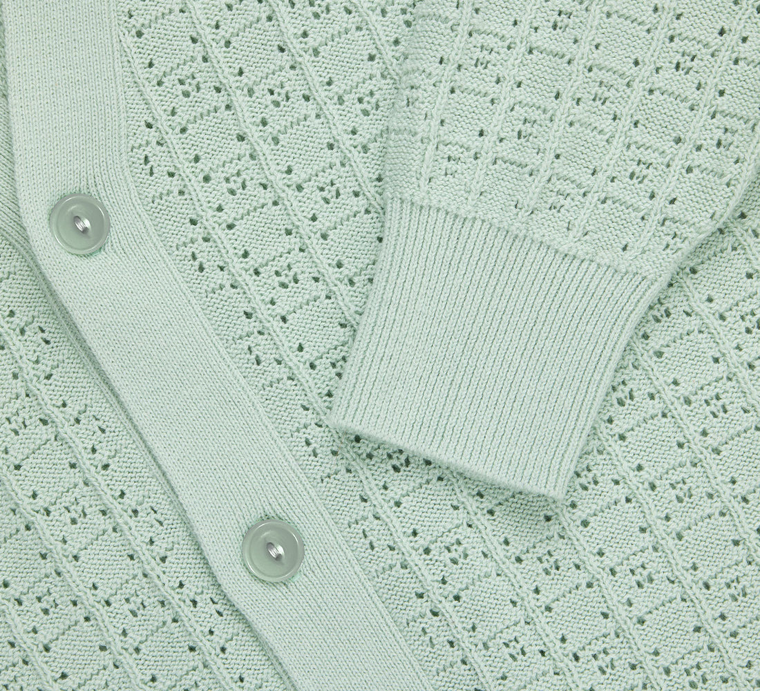 Classic Cardigan - Seafoam Domino - 3