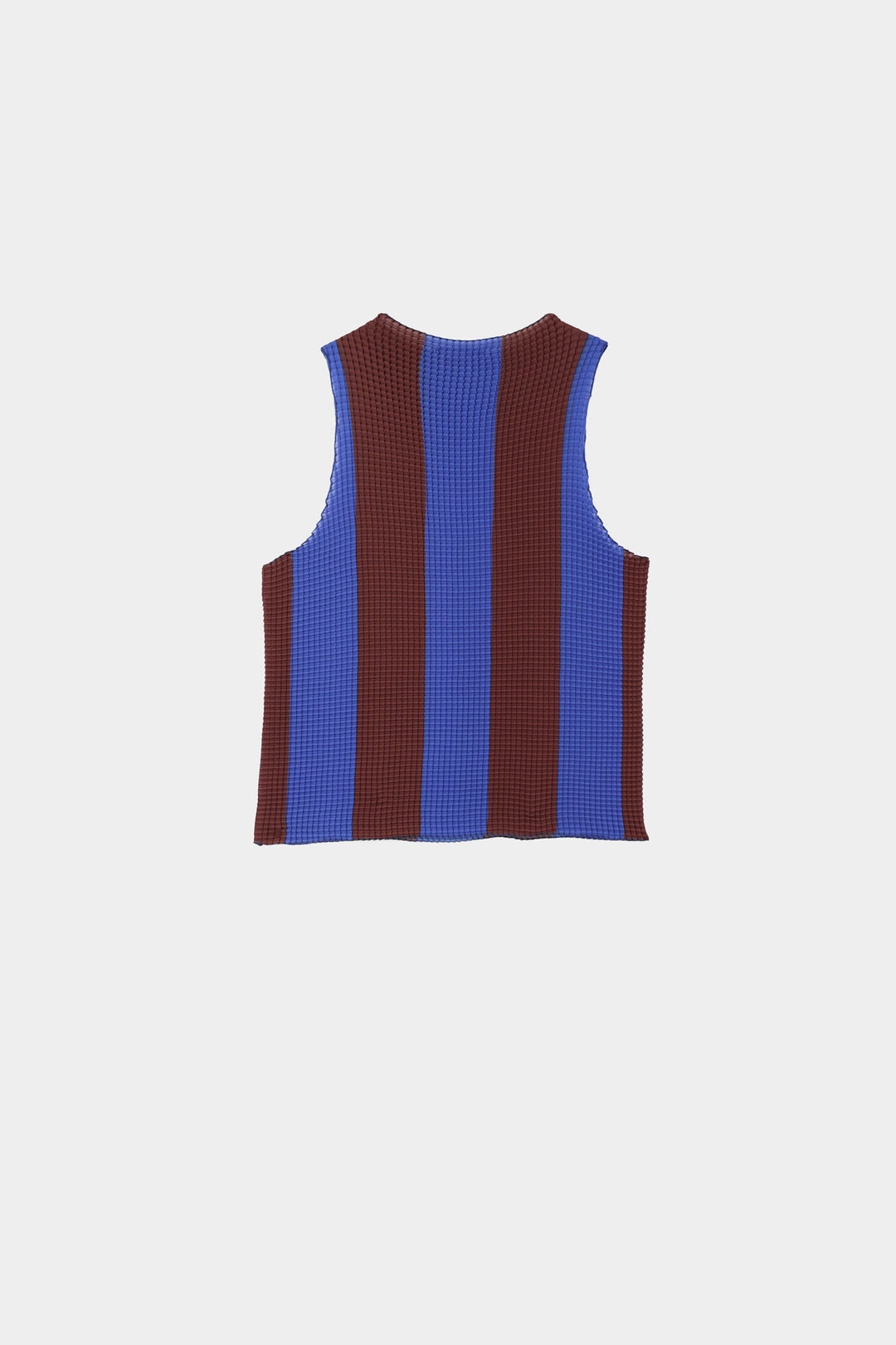PLEATED TANK TOP / blue & brown stripes - 3