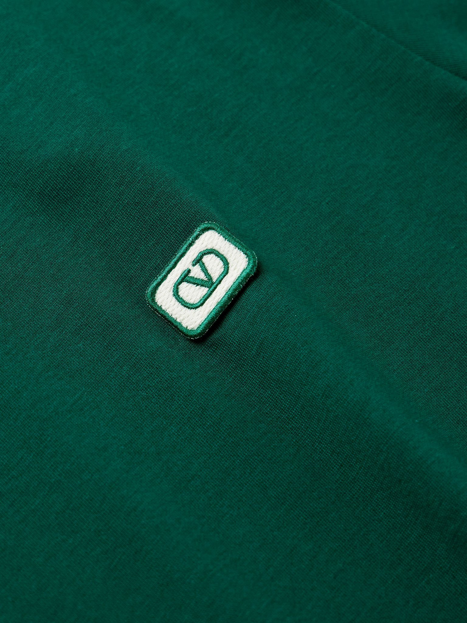 Logo-Appliquéd Cotton-Jersey T-Shirt Green - 5