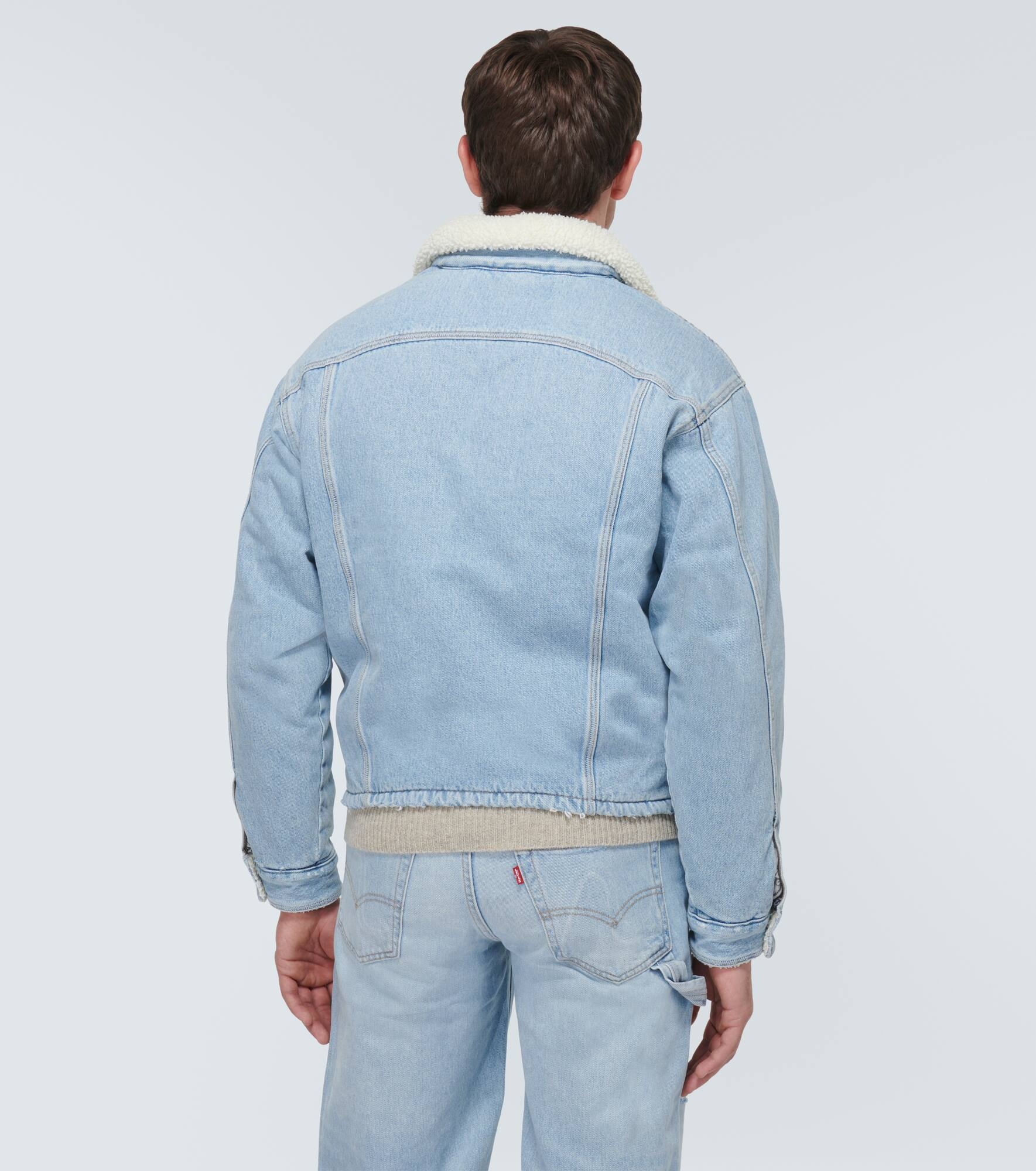 Faux fur-trimmed denim jacket - 4