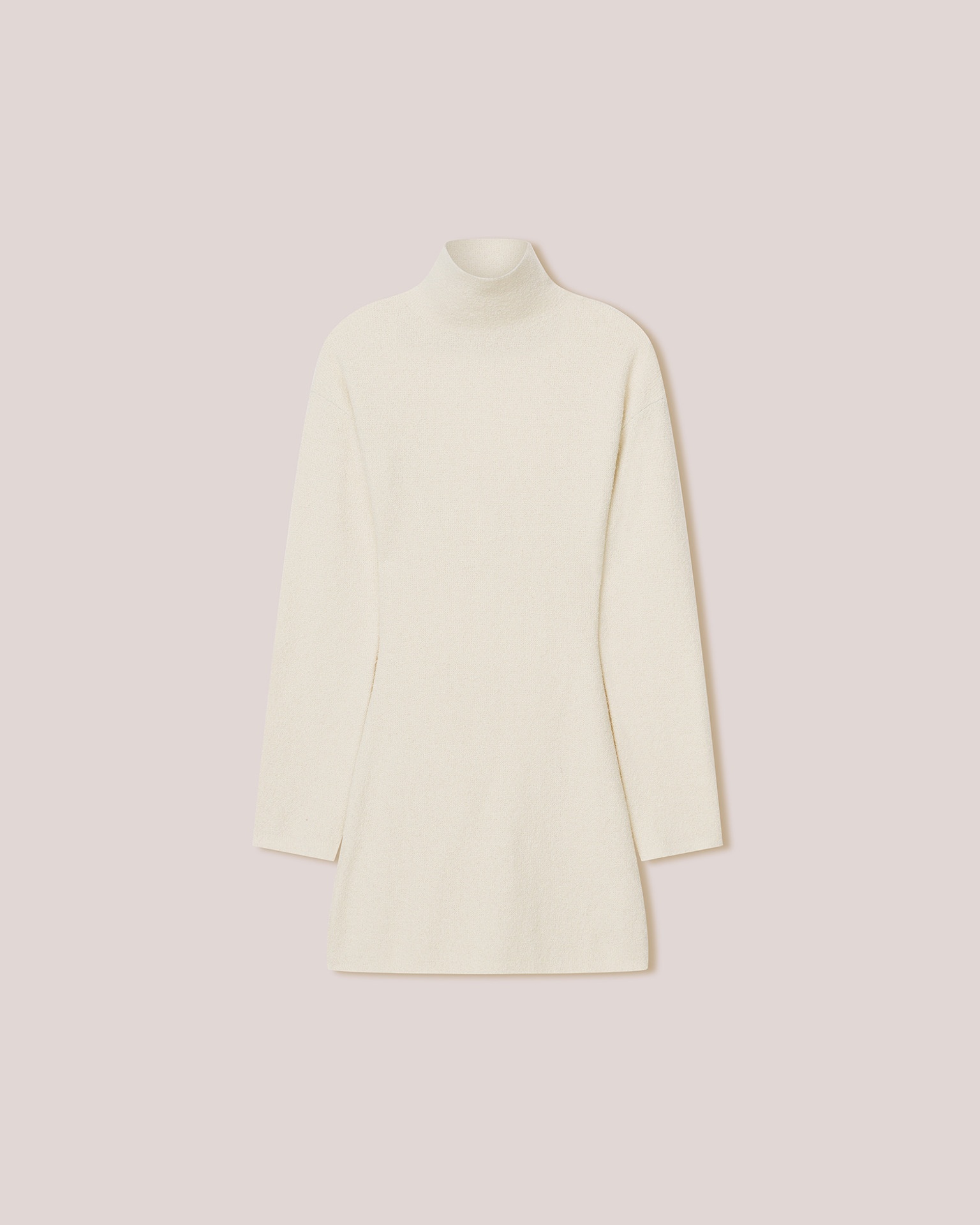 LOLA - Terry-knit long sleeve cutout back dress - Creme - 1
