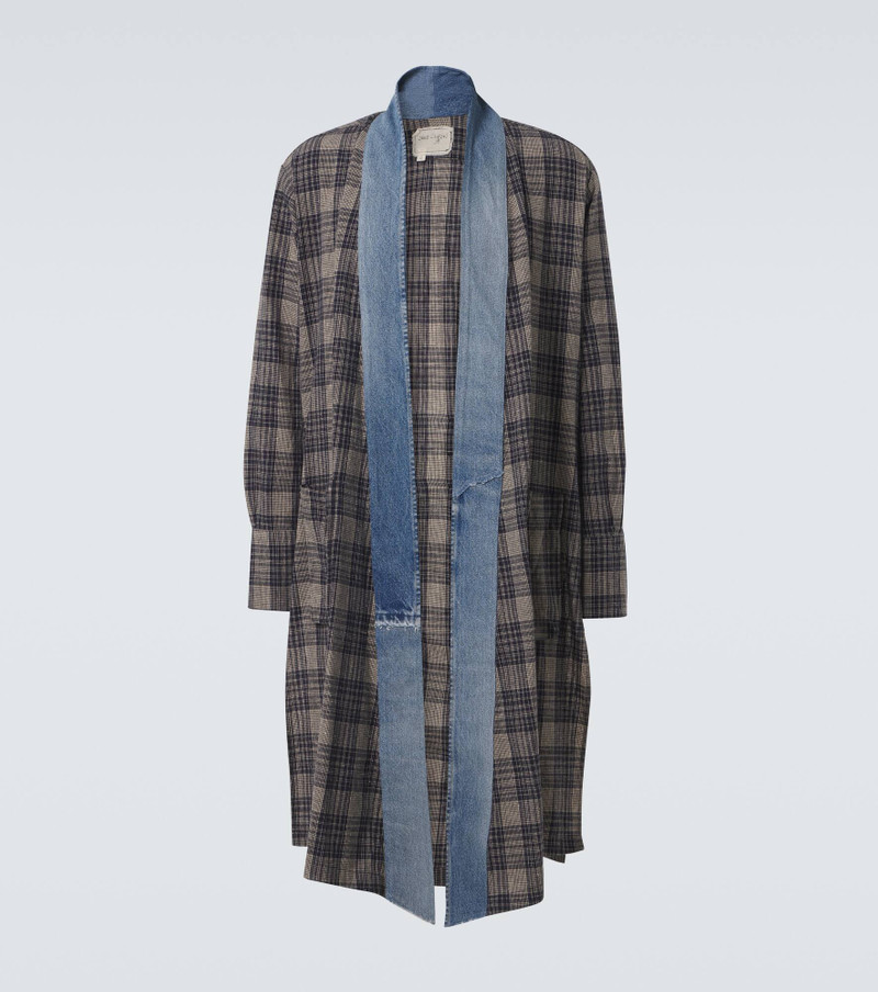 Plaid denim-trimmed cotton coat - 1
