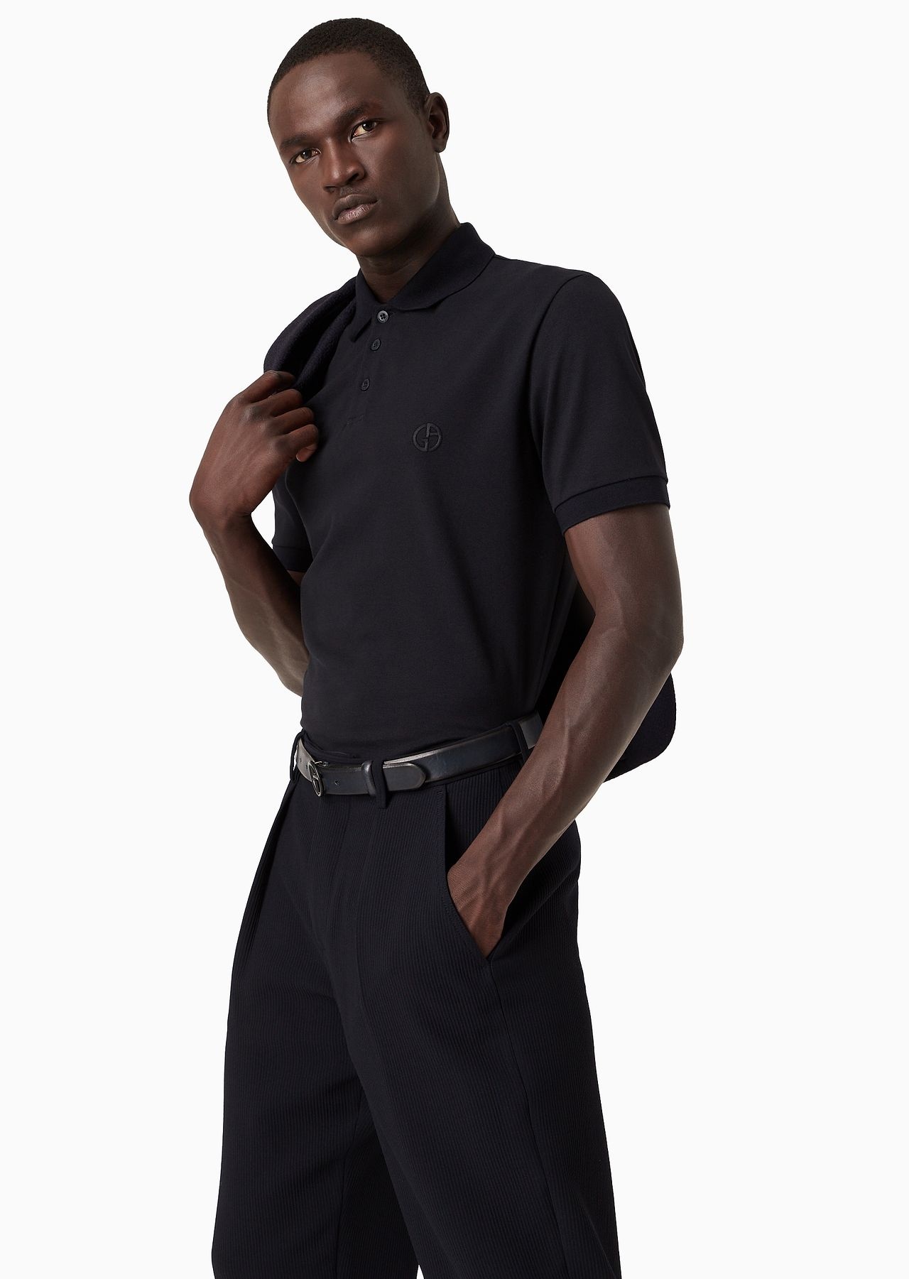 Stretch cotton piqué polo shirt - 8