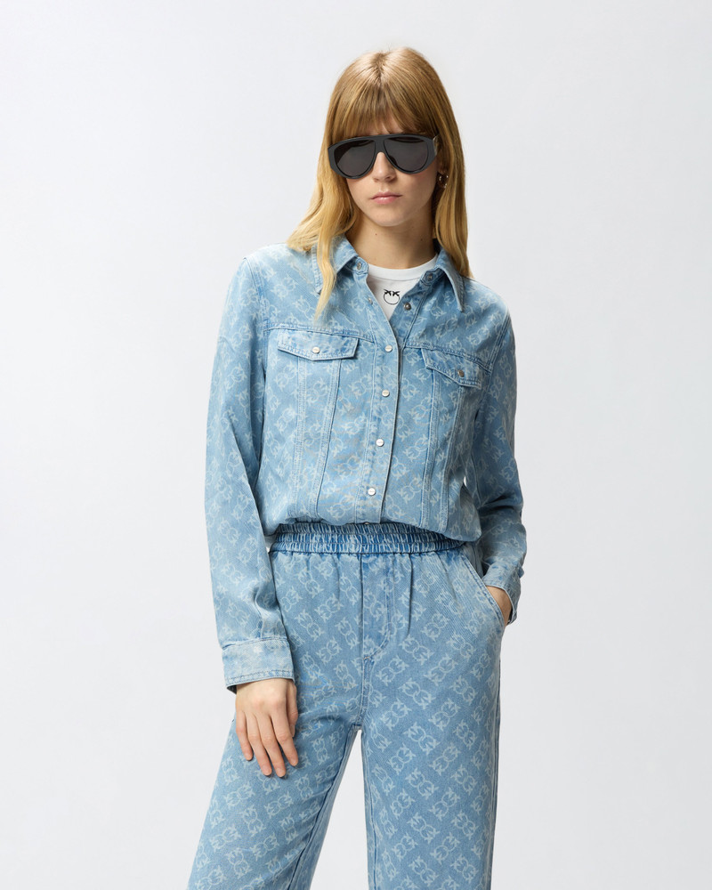DENIM SHIRT WITH LOVE BIRDS LOGO 3