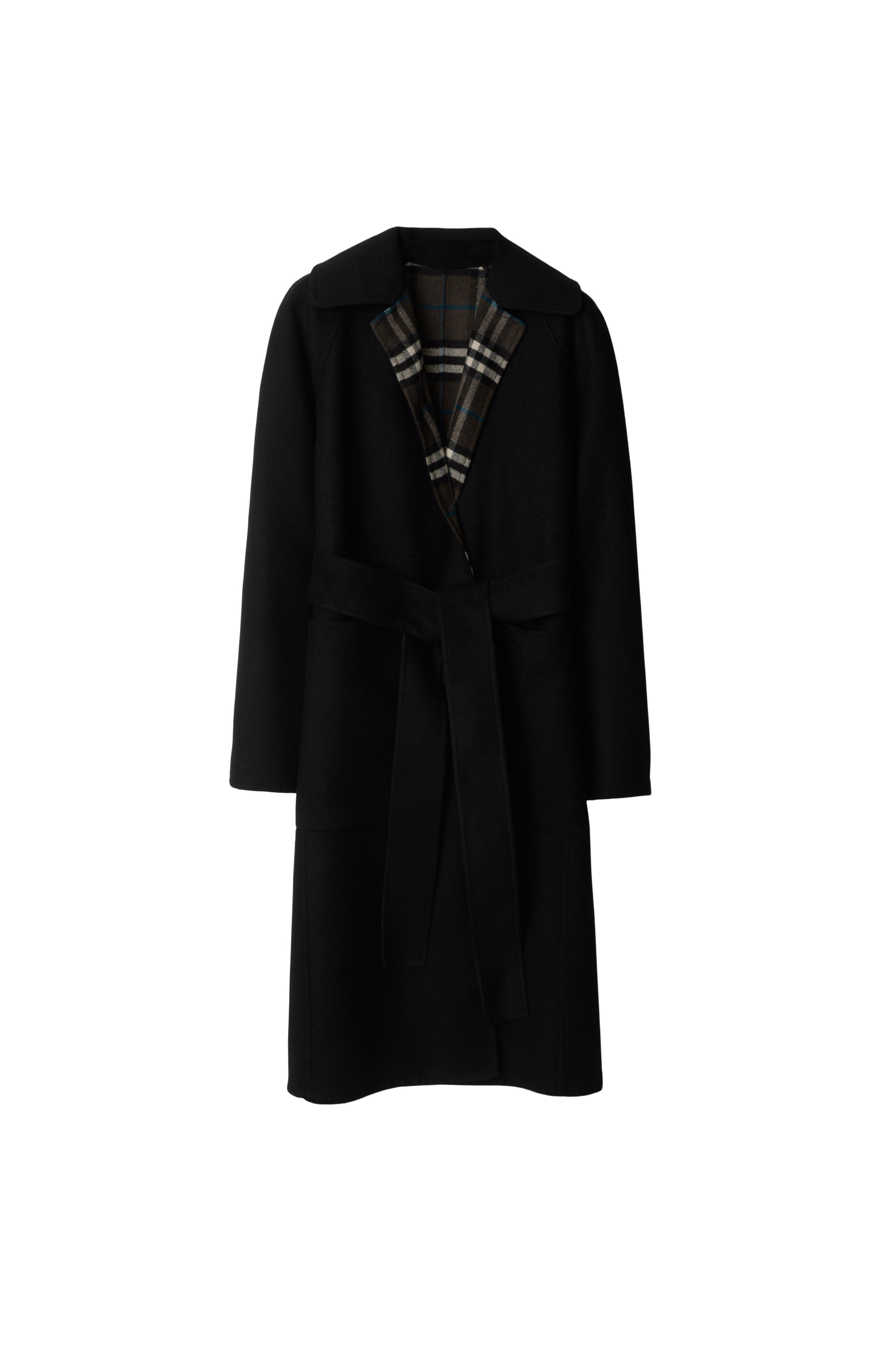burberry Long Reversible Check Wool Car Coat in Black at Nordstrom - 3