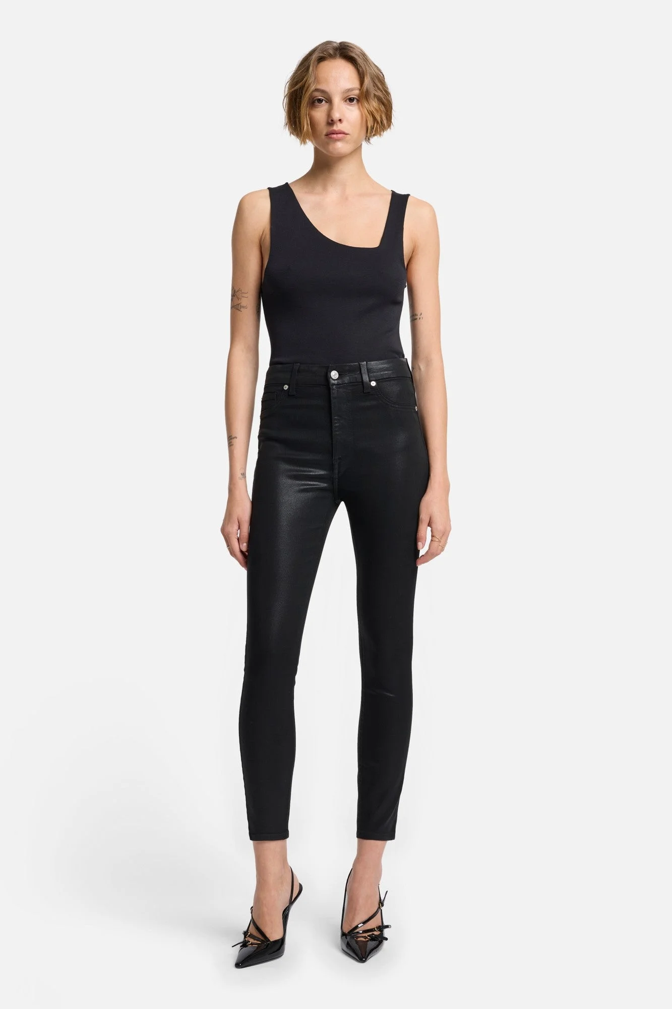 B(air) High Waist Ankle Skinny in Coated Black - 1