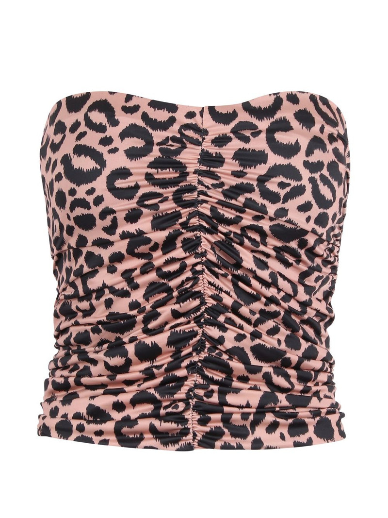 ESSENTIEL ANTWERP gathered animal-print top outlook