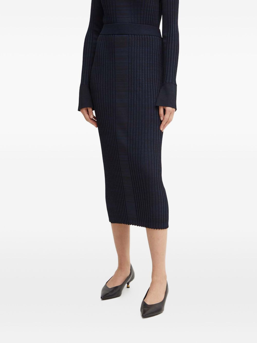 ribbed-knit midi skirt - 1