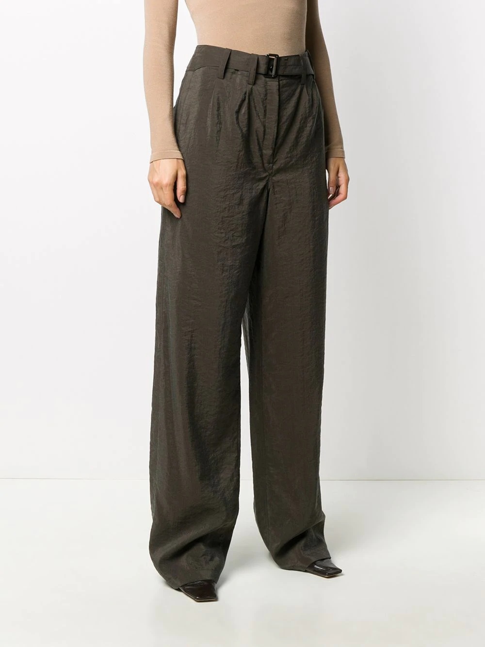 wide-leg belted trousers - 3