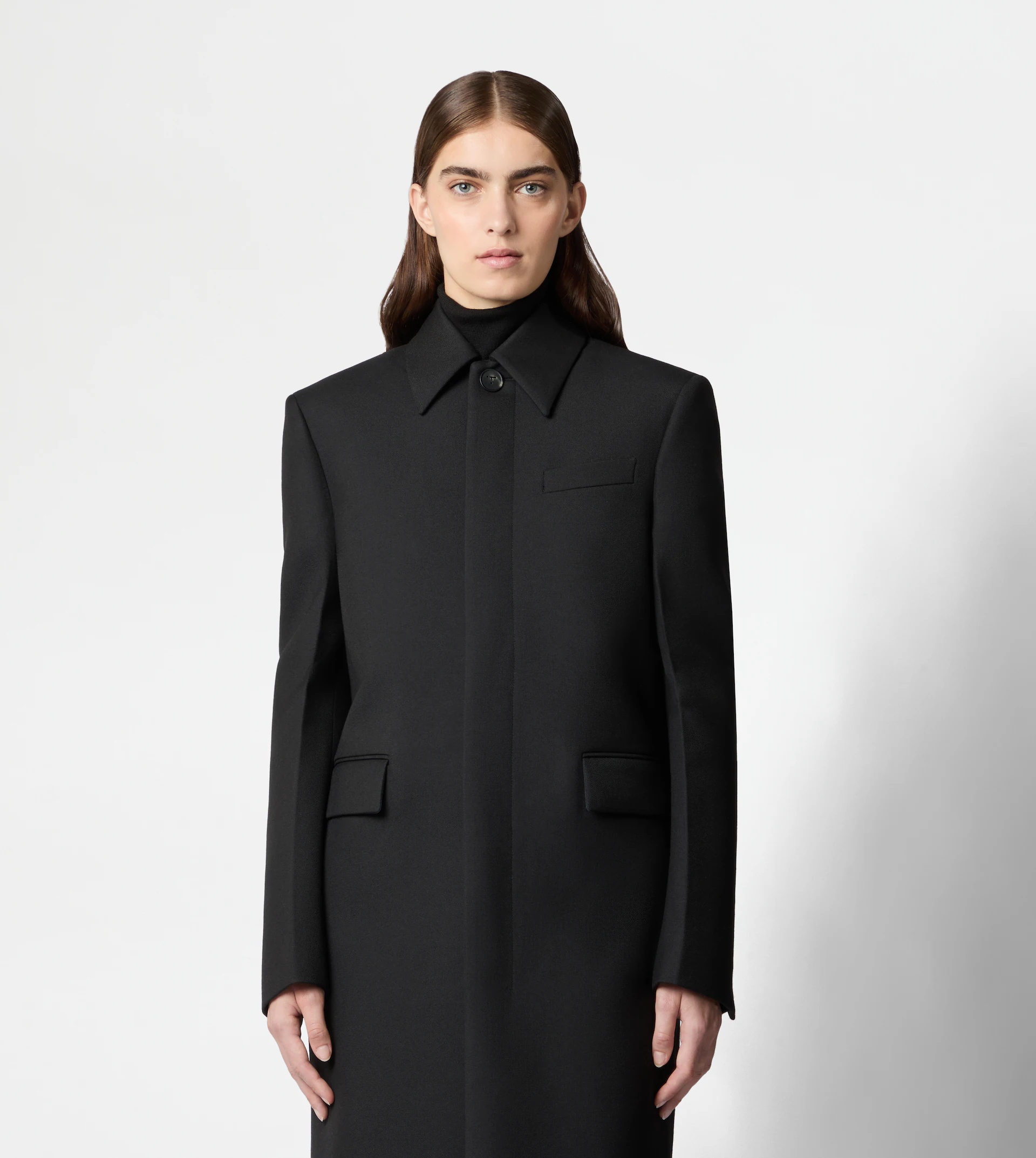 COAT IN WOOL - BLACK - 6