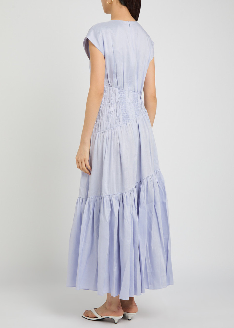 Aje Ecliptica Shirred Linen-blend Midi Dress 3