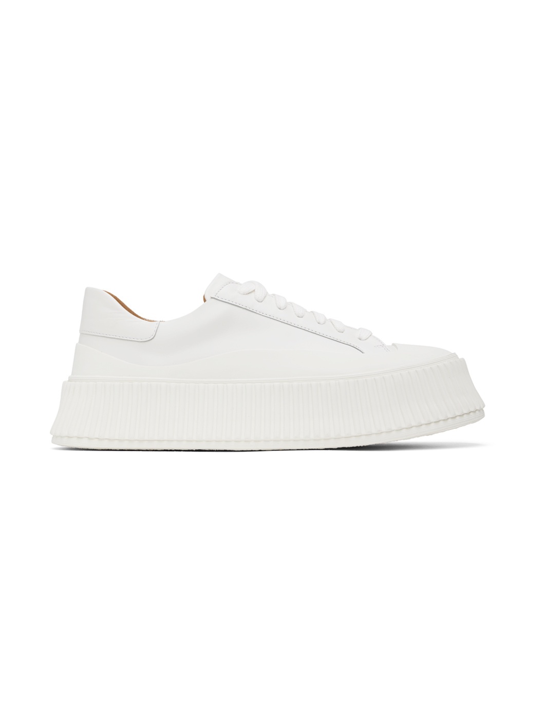 White Low-Top Platform Sneakers - 1