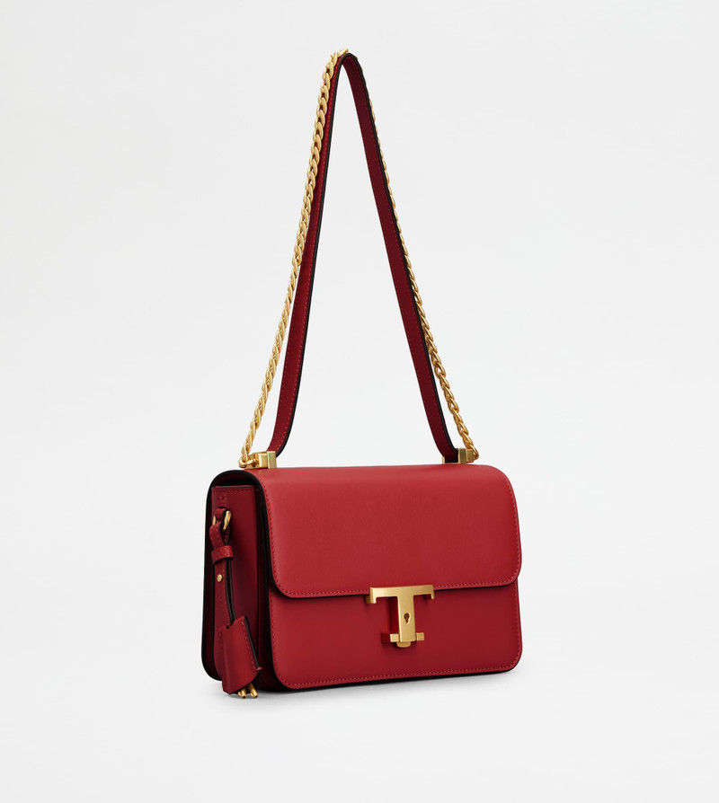 T TIMELESS FLAP BAG IN LEATHER MINI - RED 3