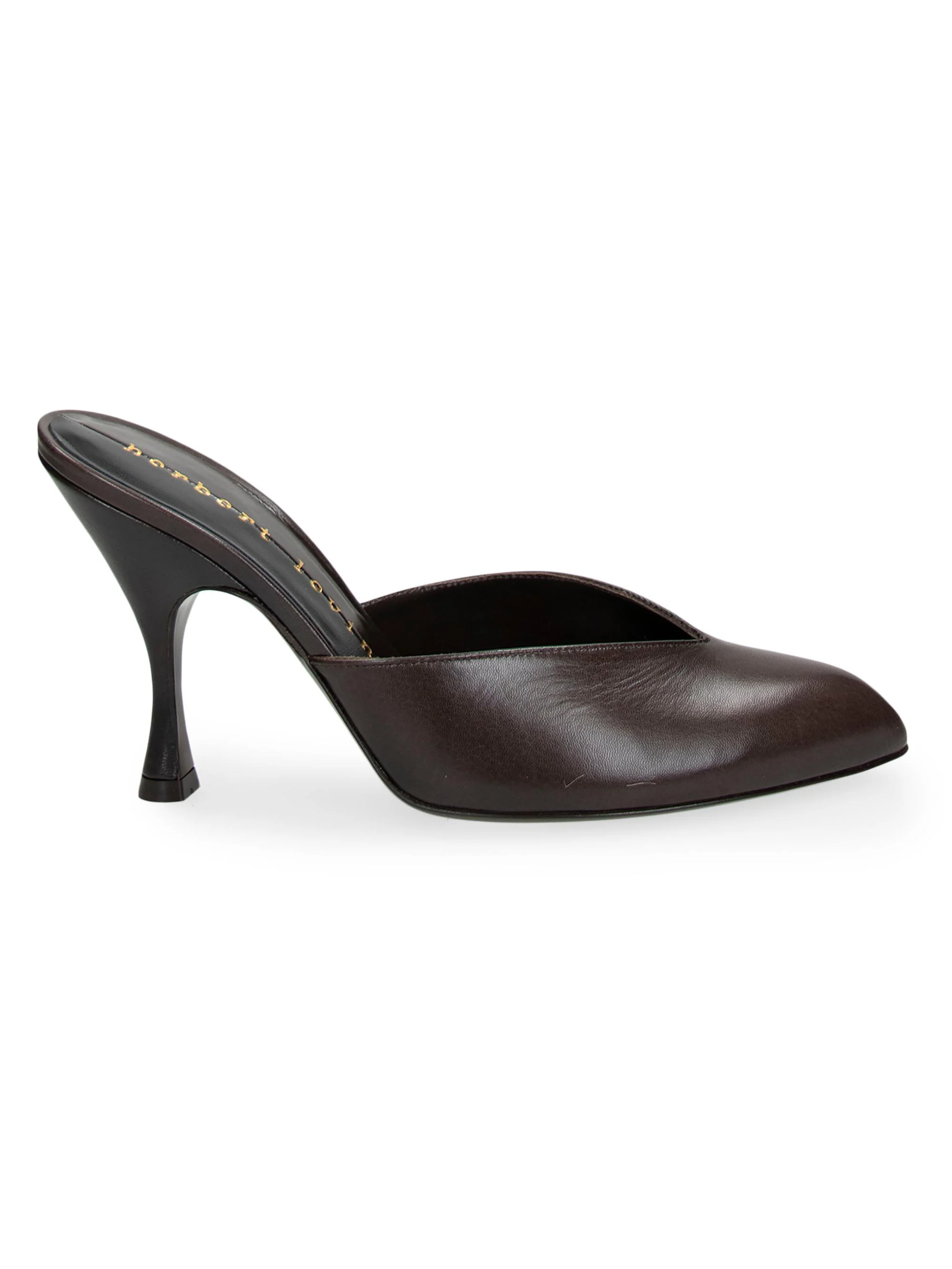 Women's Sitting Pretty 95MM Leather Stiletto Mules - Goat Leather Dark Brown - 1