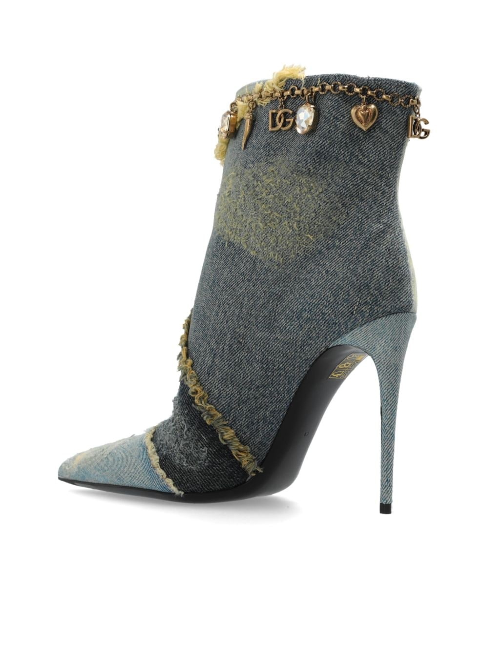 distressed denim boots - 5