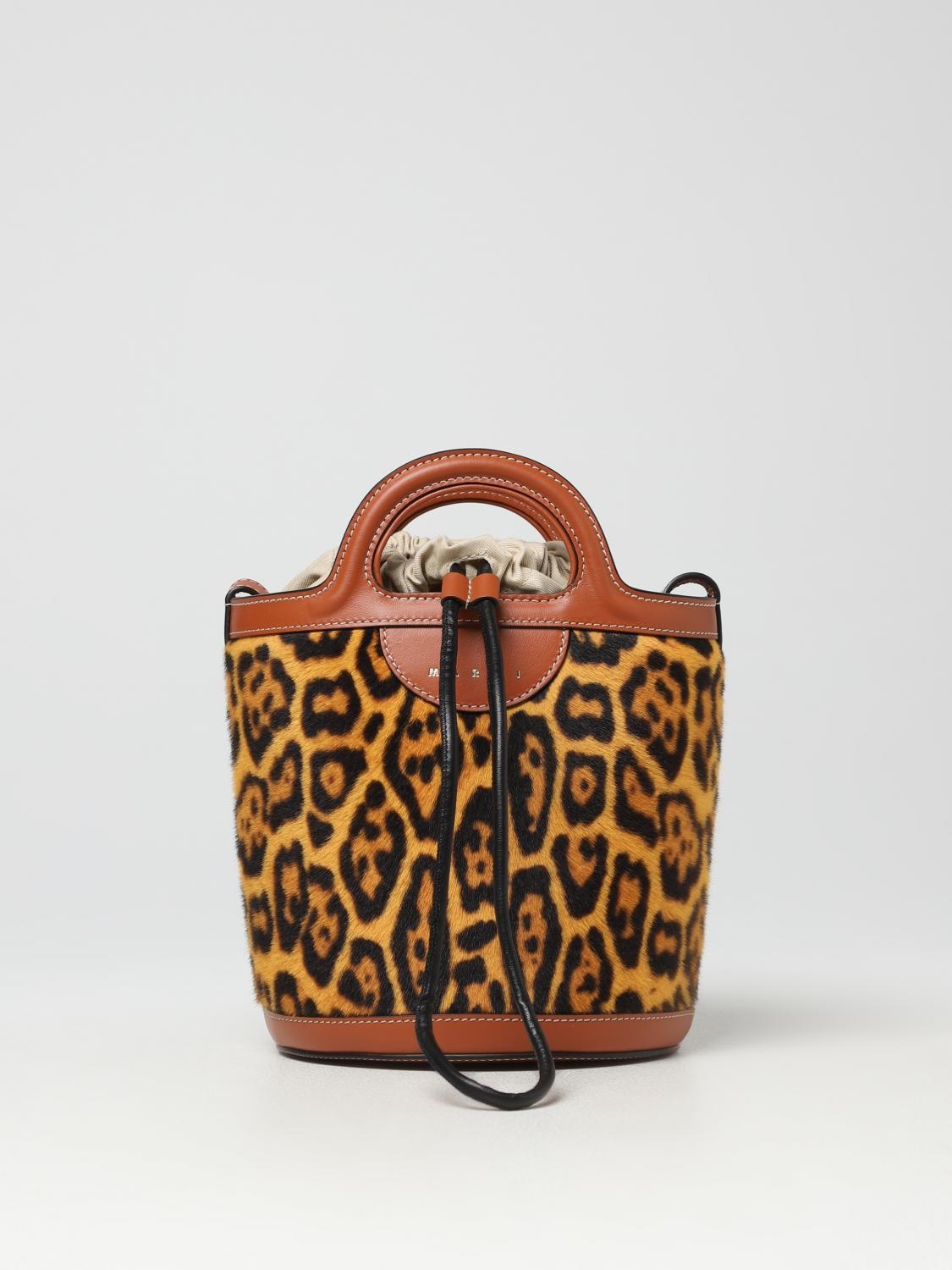 Marni Tropicalia bag in shearling with animal print and logo - 1