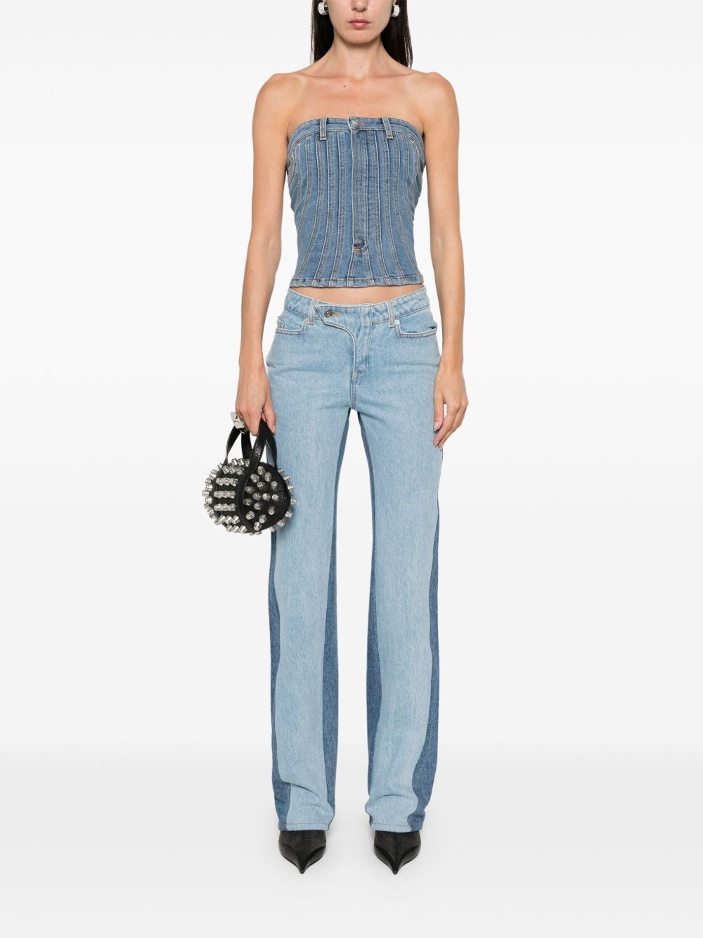 spiral denim bustier - 2