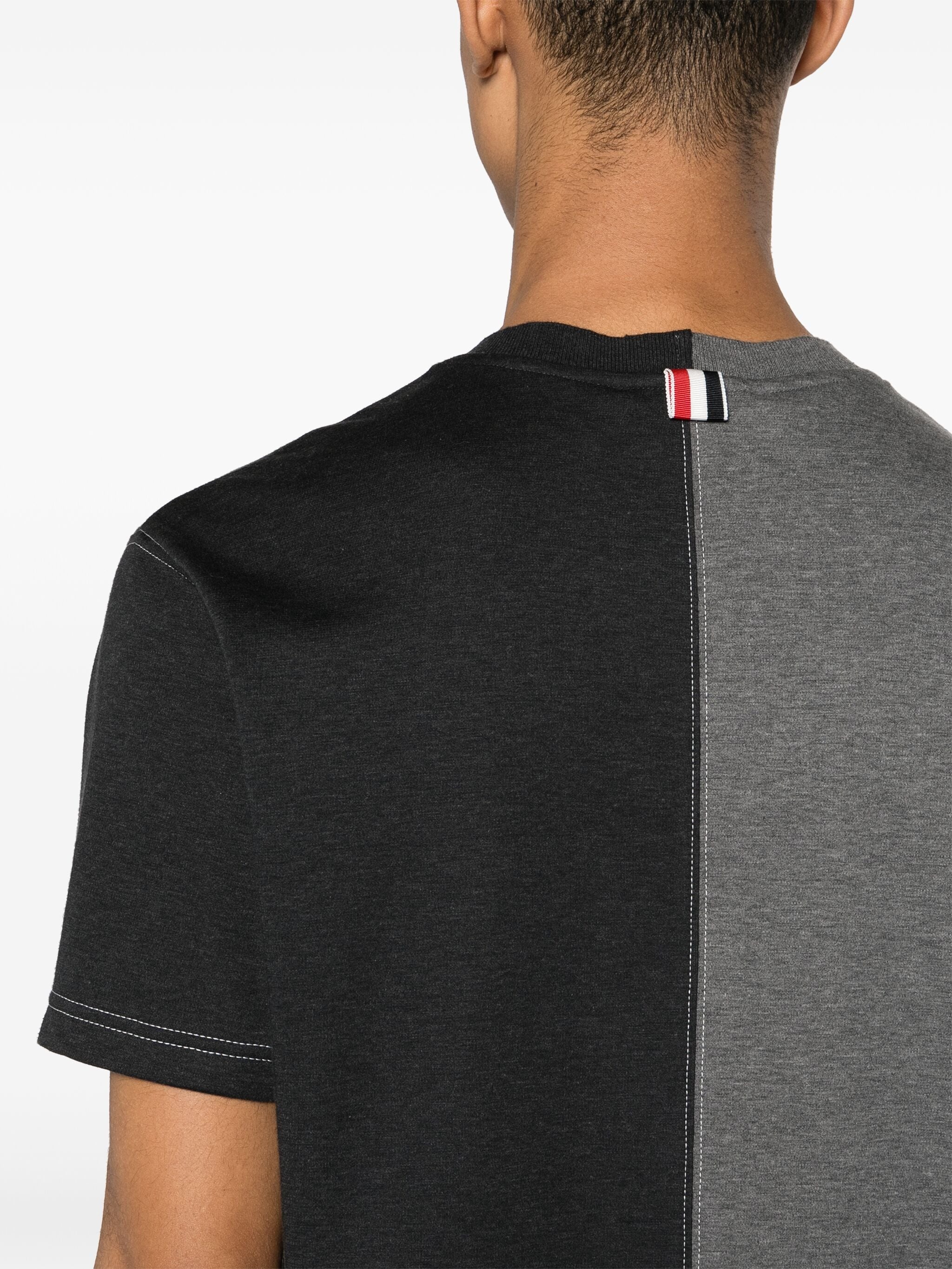 ★THOM BROWNE★ Funmix Contrast Stitching Short Sleeve T-Shi Funmix Cotton Milano Contrast Stitch Pocket Tee | Thom Browne