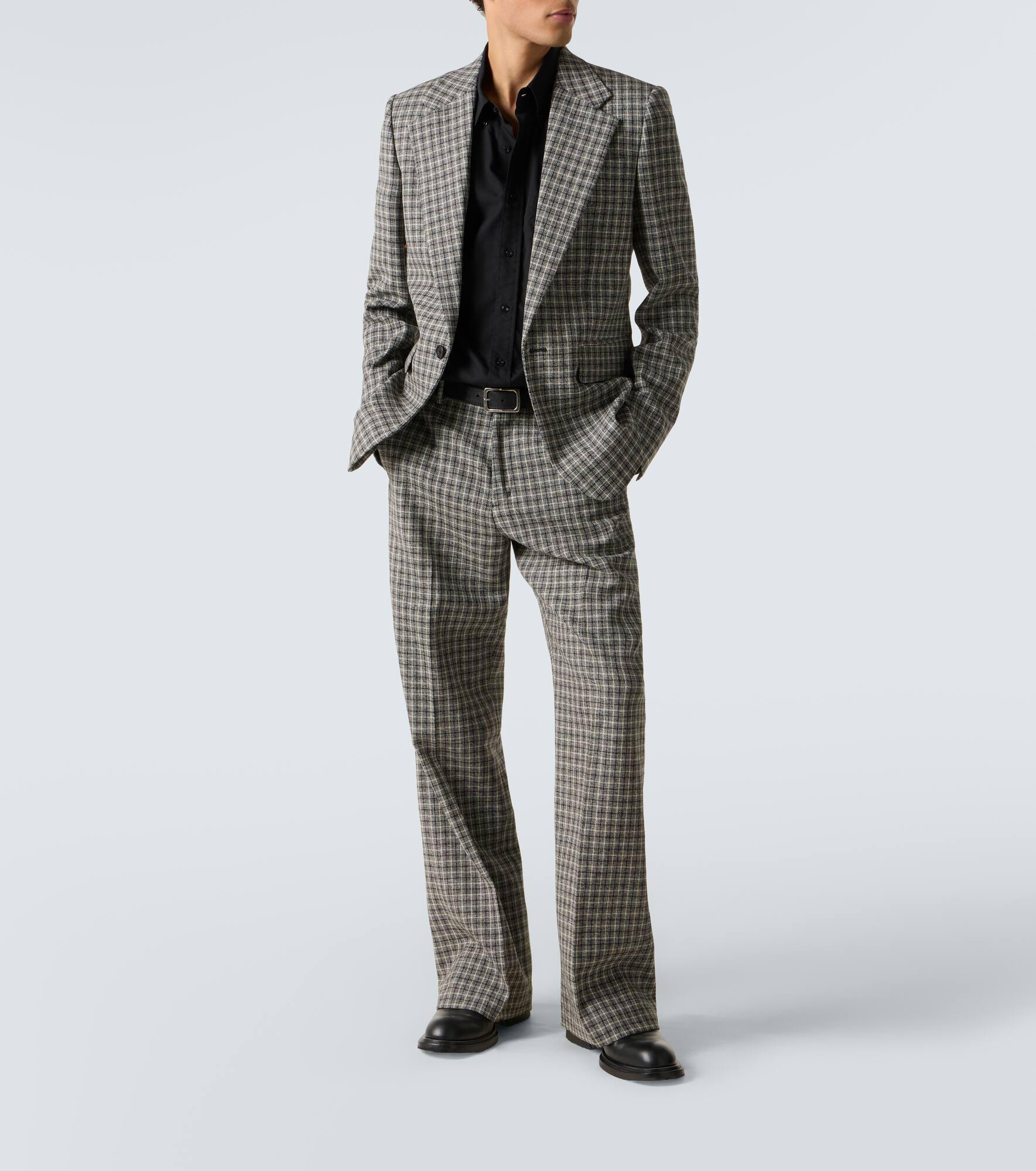 Checked wool straight pants - 2