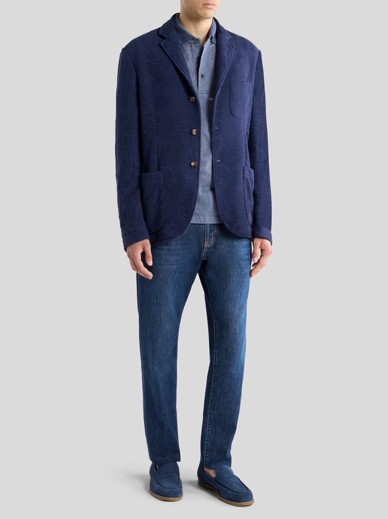 Etro KNIT SINGLE-BREASTED COTTON JACQUARD JACKET WITH LEAFY MOTIF outlook