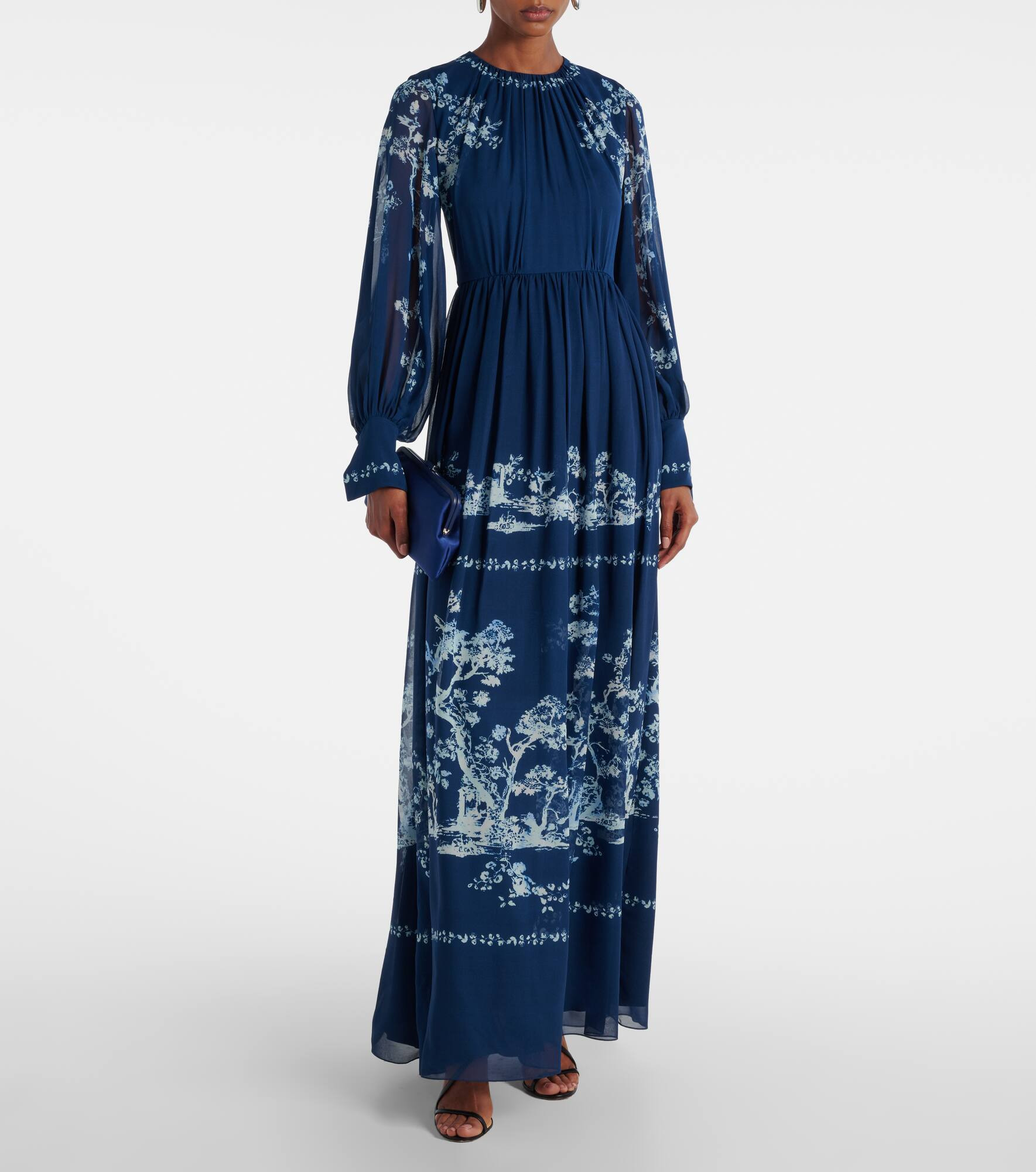 Floral ruched silk gown - 2