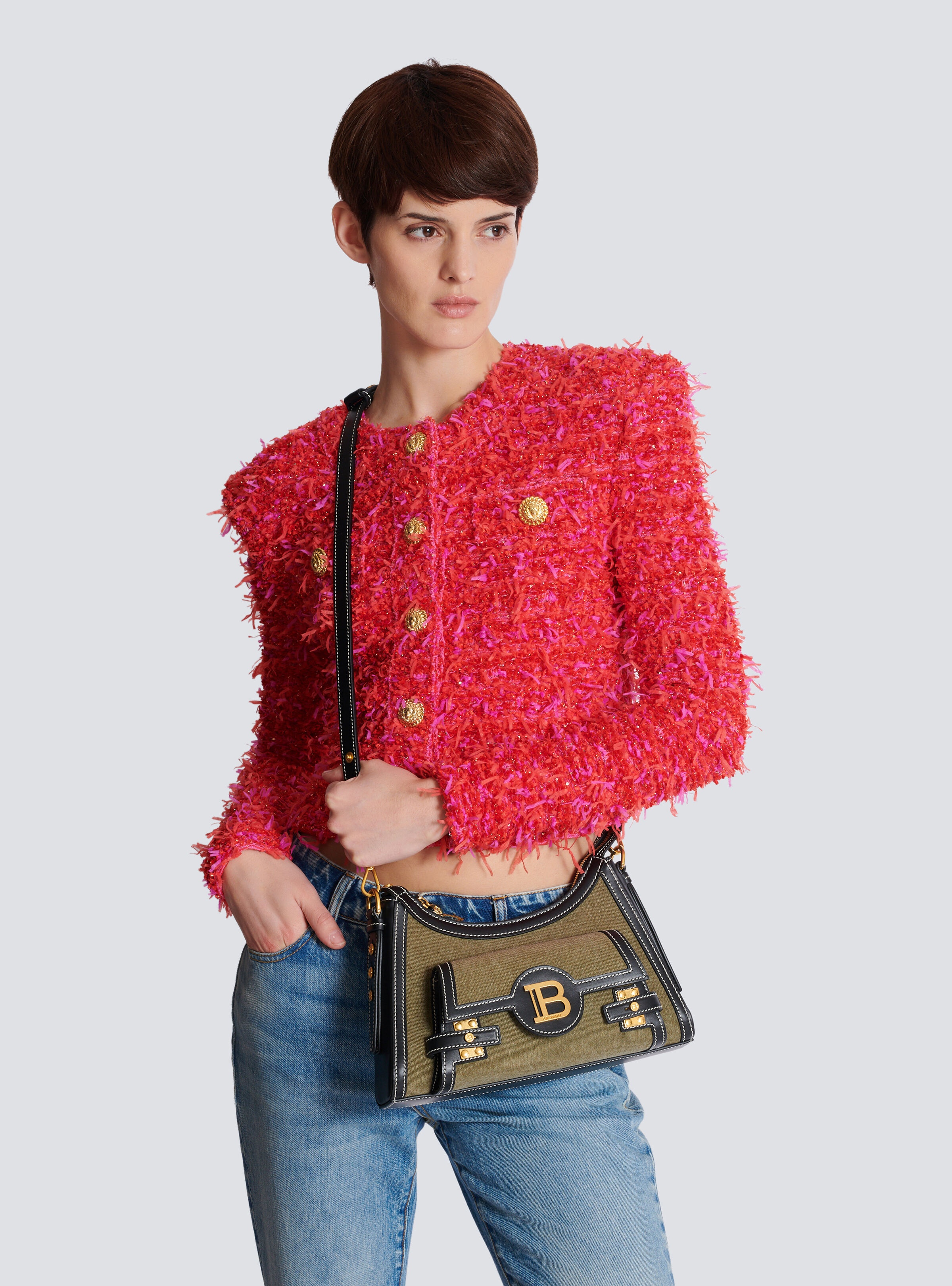 B-Buzz Hobo bag in leather and canvas - 8