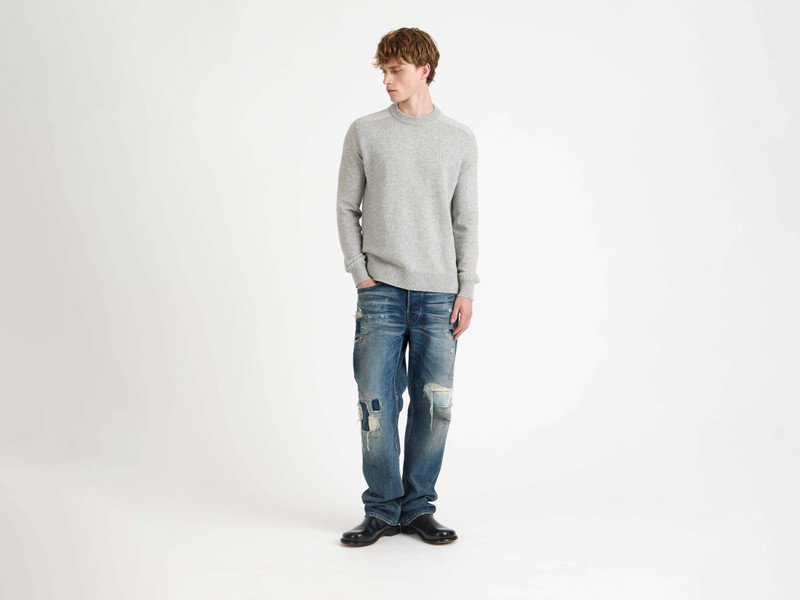 JW Anderson MENS RAGLAN JUMPER IN MID GREY MELANGE outlook