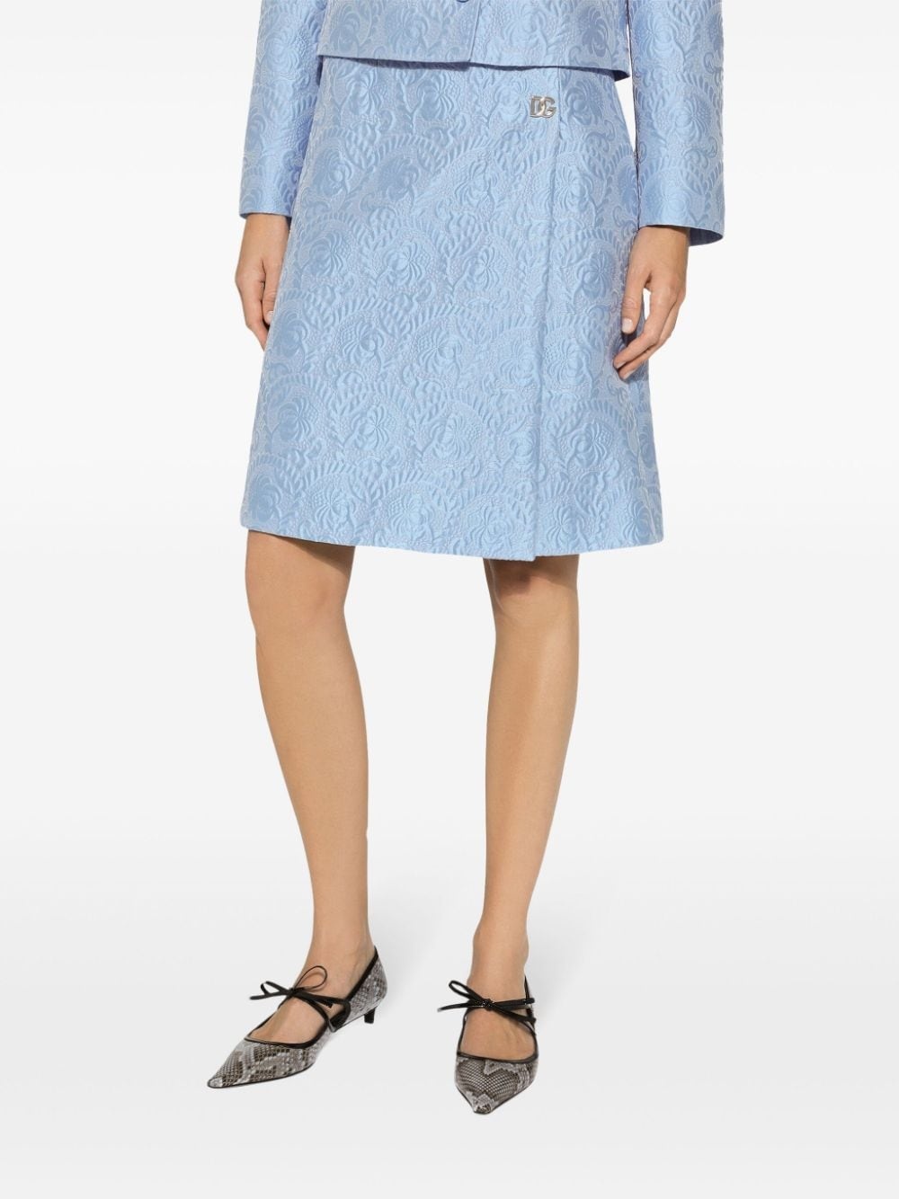 brocade A-line midi skirt - 5