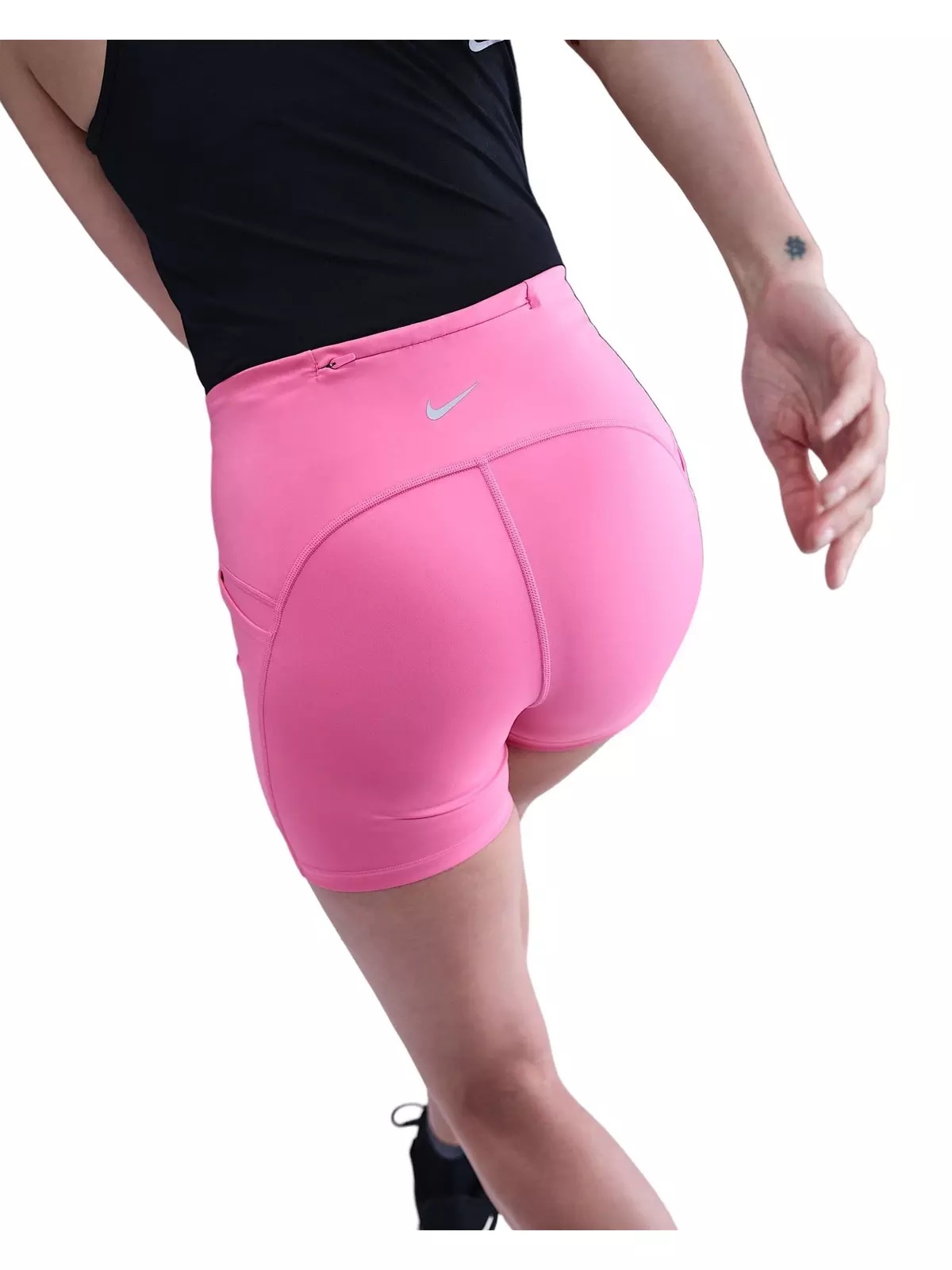 Women's Swift High-Waisted 4" Tight Running Shorts with Pockets -Pink - 4
