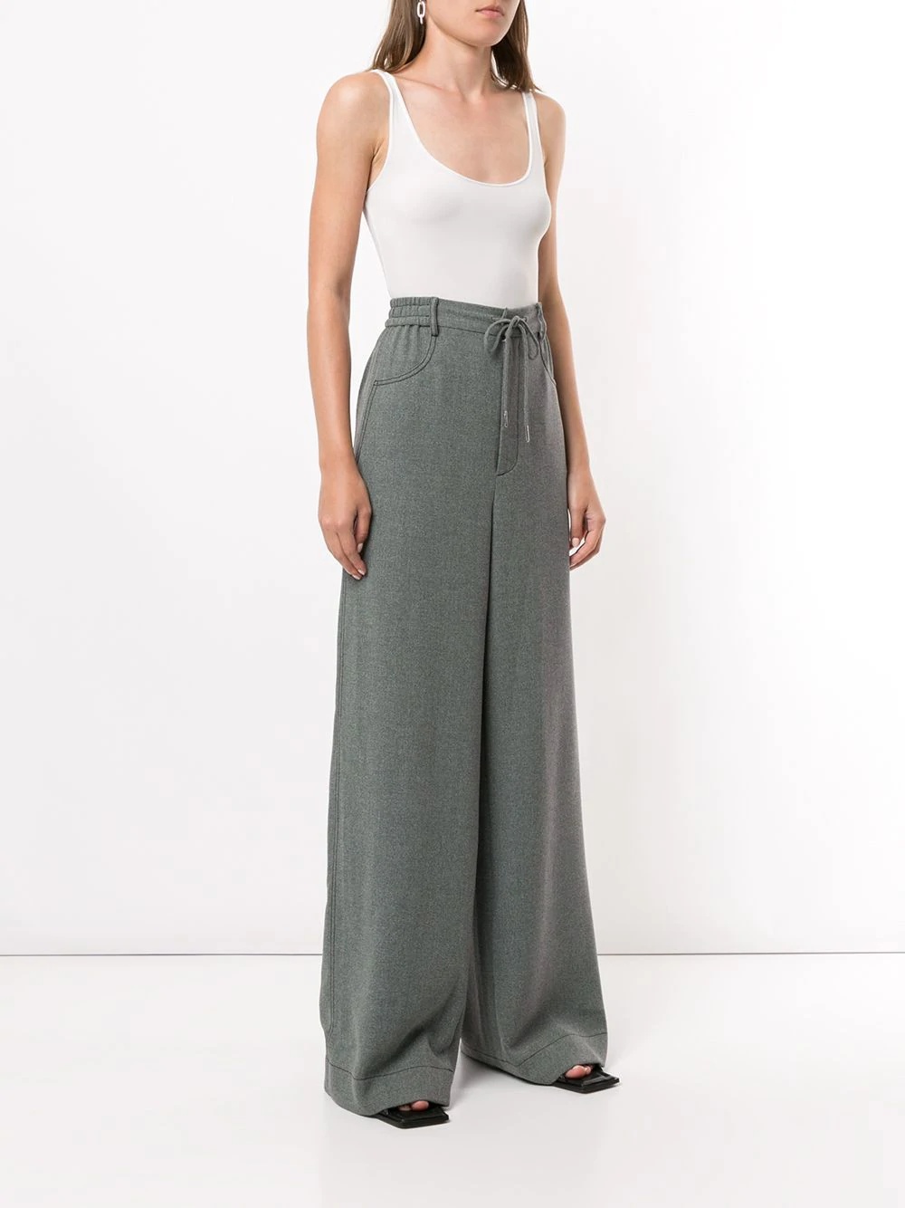 drawstring waist palazzo trousers - 3